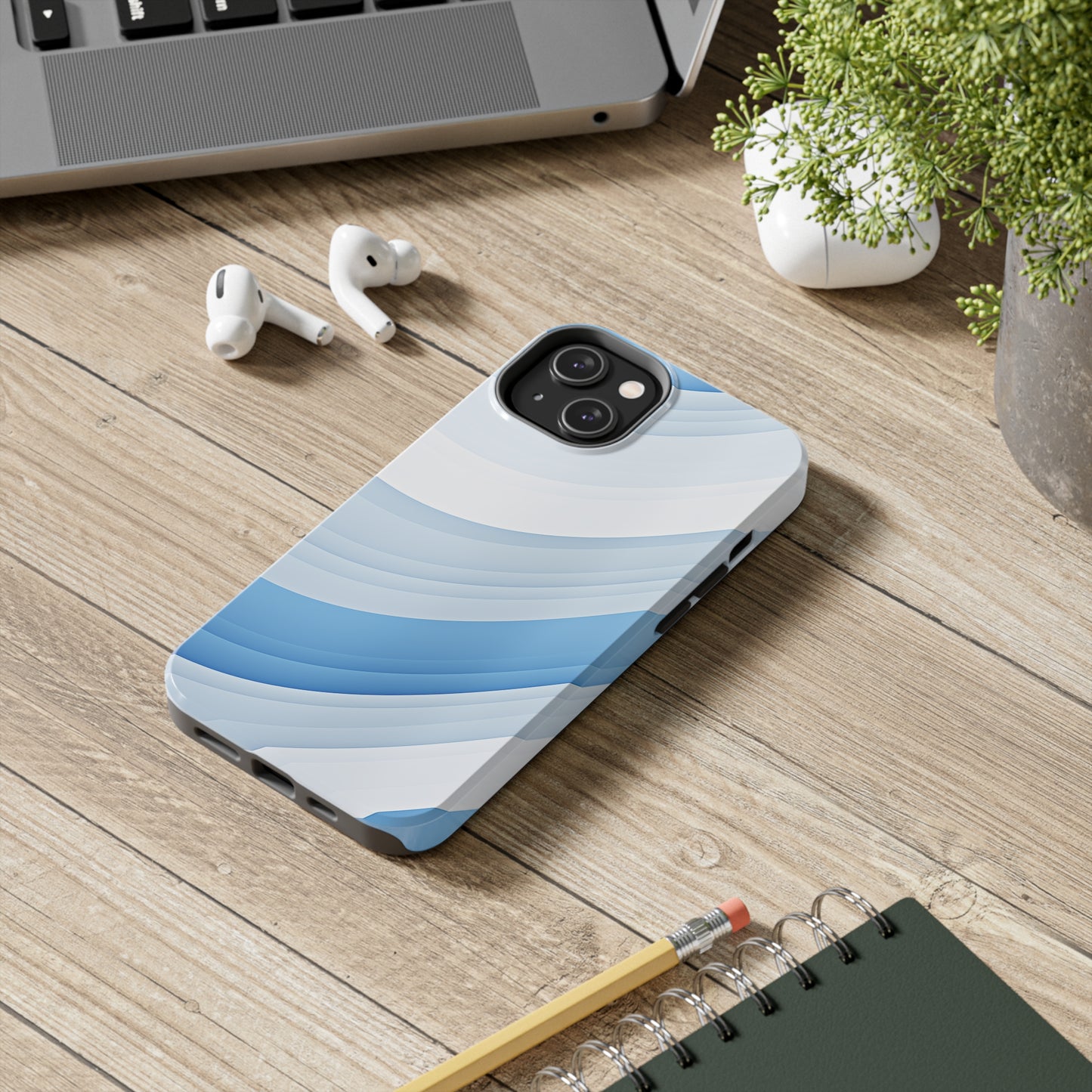 Blue Stripes #02, iPhone 7, 8, X, 11, 12, 13, 14, 15+ case.