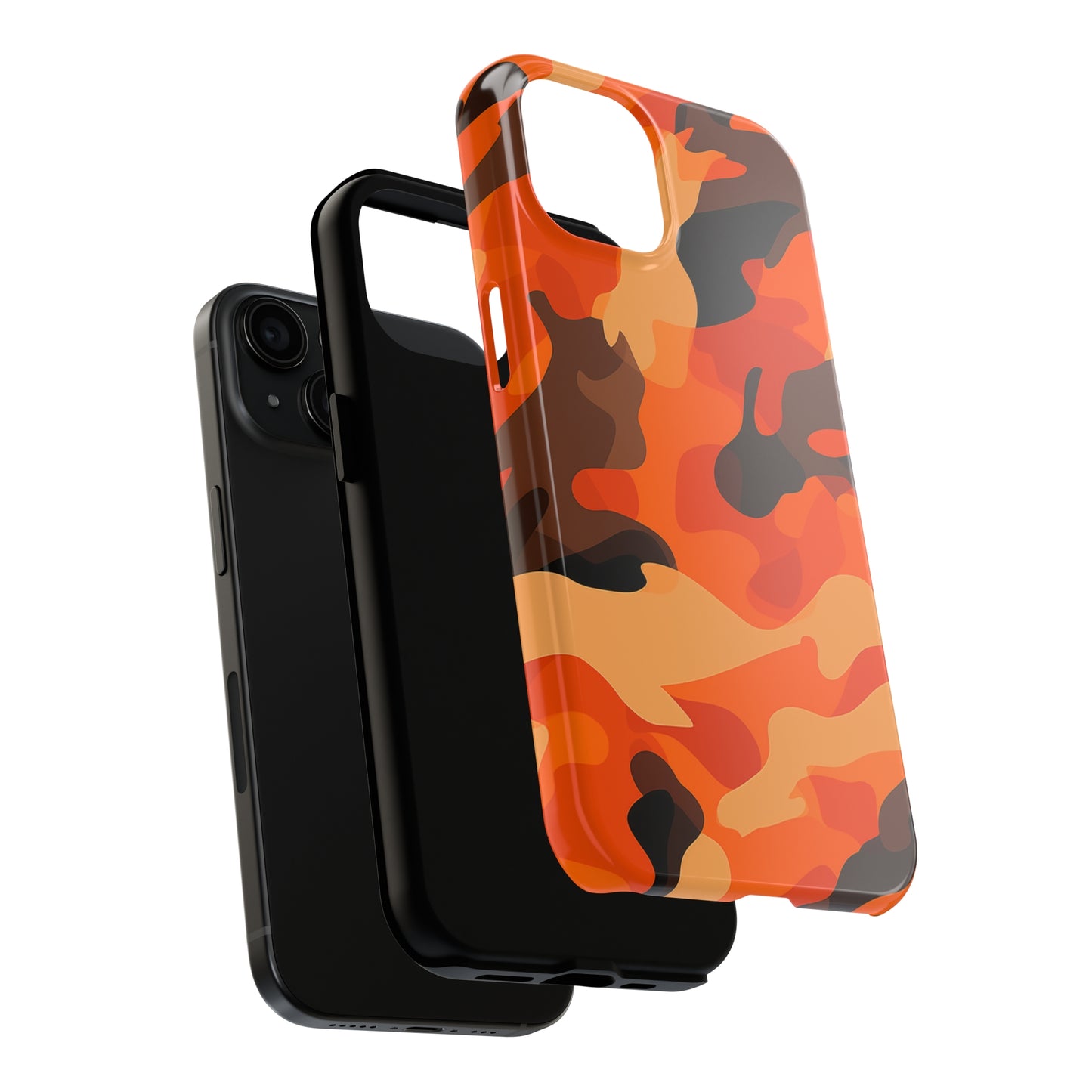 Orange Camouflage, iPhone 7, 8, X, 11, 12, 13, 14, 15+ case.