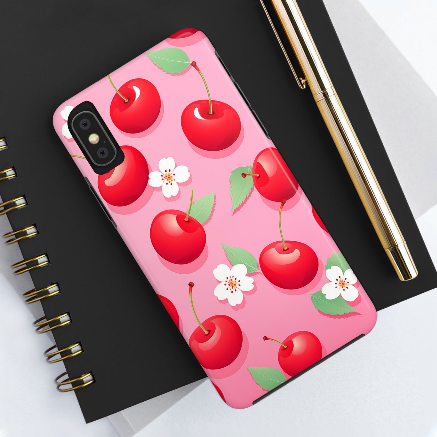 Cherries and Cherry Blossoms #03, iPhone 7, 8, X, 11, 12, 13, 14, 15+ case.