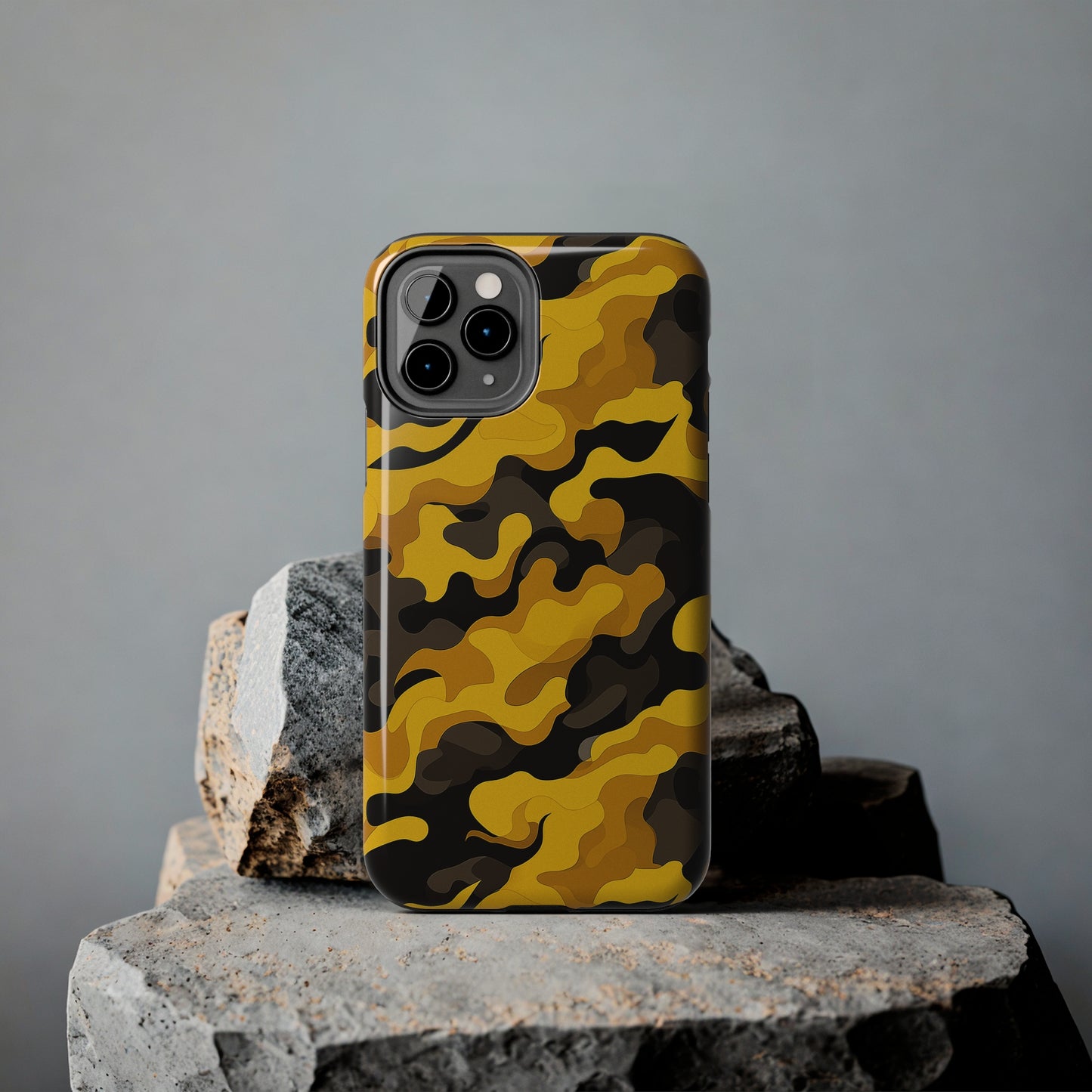 Yellow Camouflage, iPhone 7, 8, X, 11, 12, 13, 14, 15+ case.