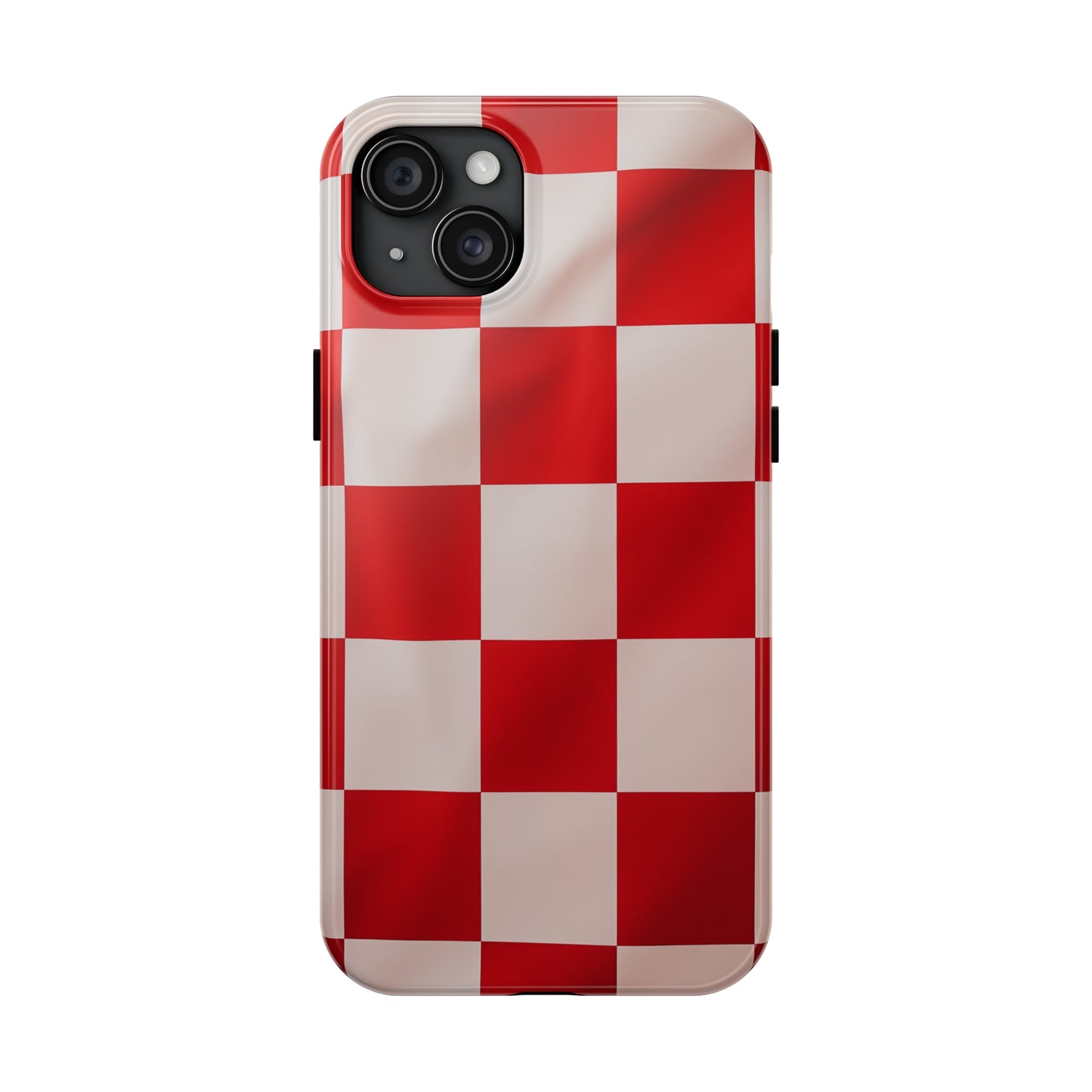 Checkered red, iPhone 7, 8, X, 11, 12, 13, 14, 15+ case.