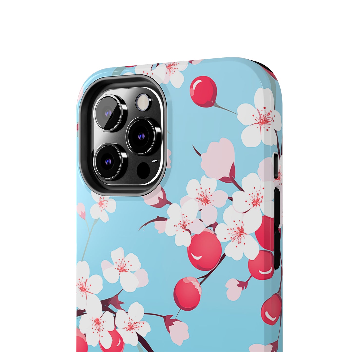 Cherries and Cherry Blossoms, iPhone 7, 8, X, 11, 12, 13, 14, 15+ case.