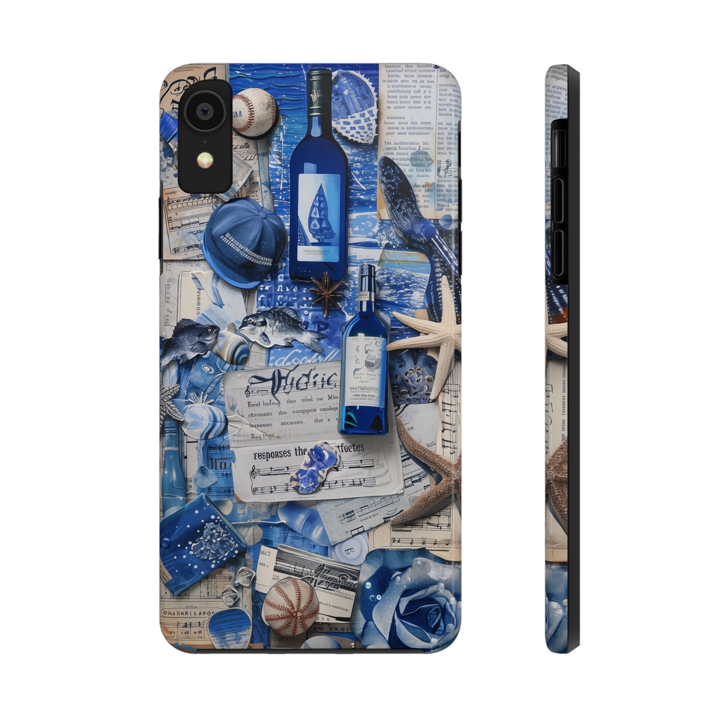 Various blue collage 03, iPhone 7, 8, X, 11, 12, 13, 14, 15+ case.