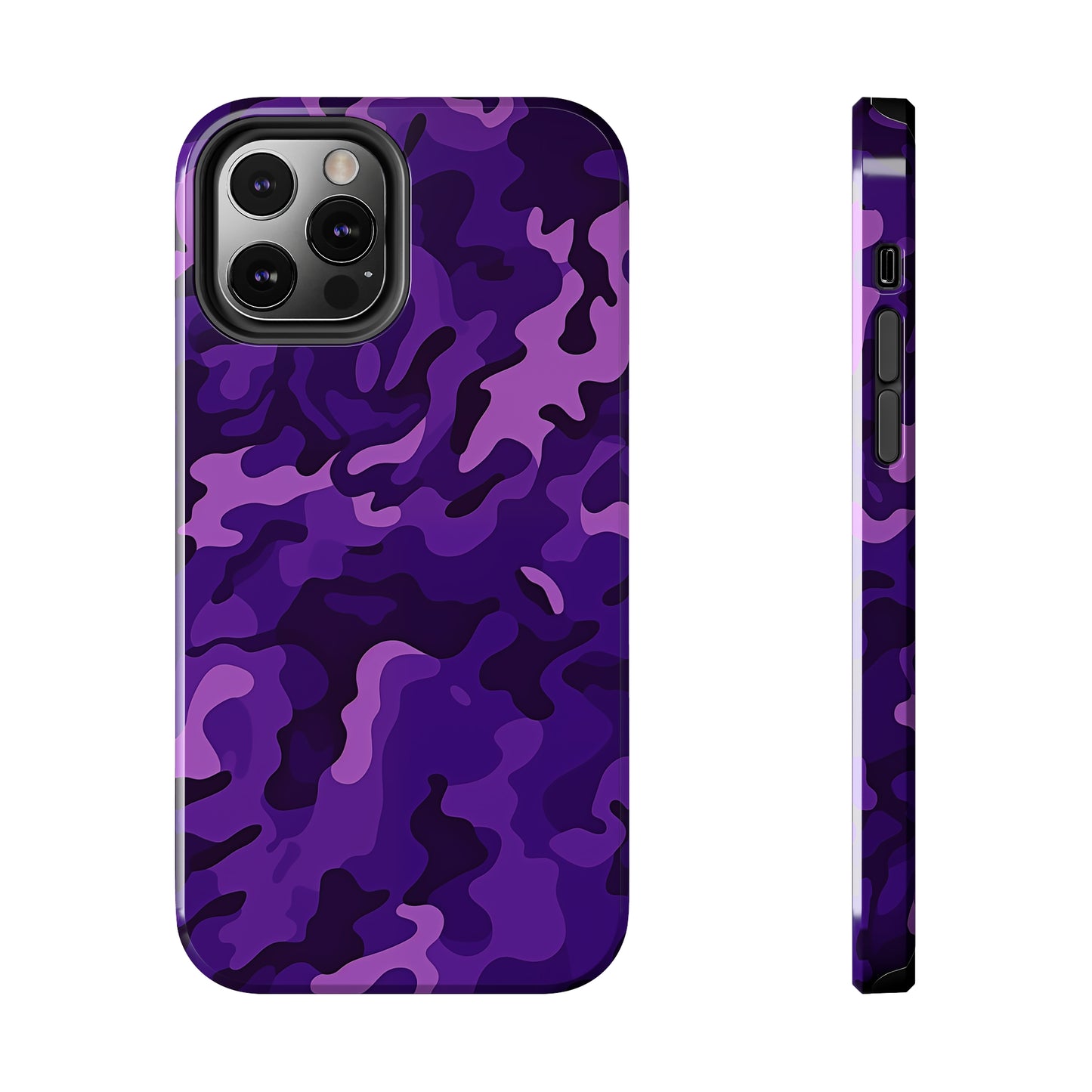 Purple Camouflage, iPhone 7, 8, X, 11, 12, 13, 14, 15+ case.