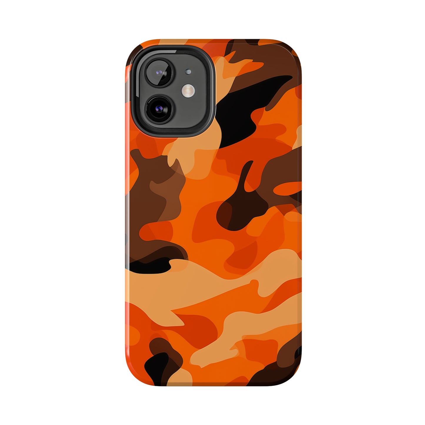 Orange Camouflage, iPhone 7, 8, X, 11, 12, 13, 14, 15+ case.