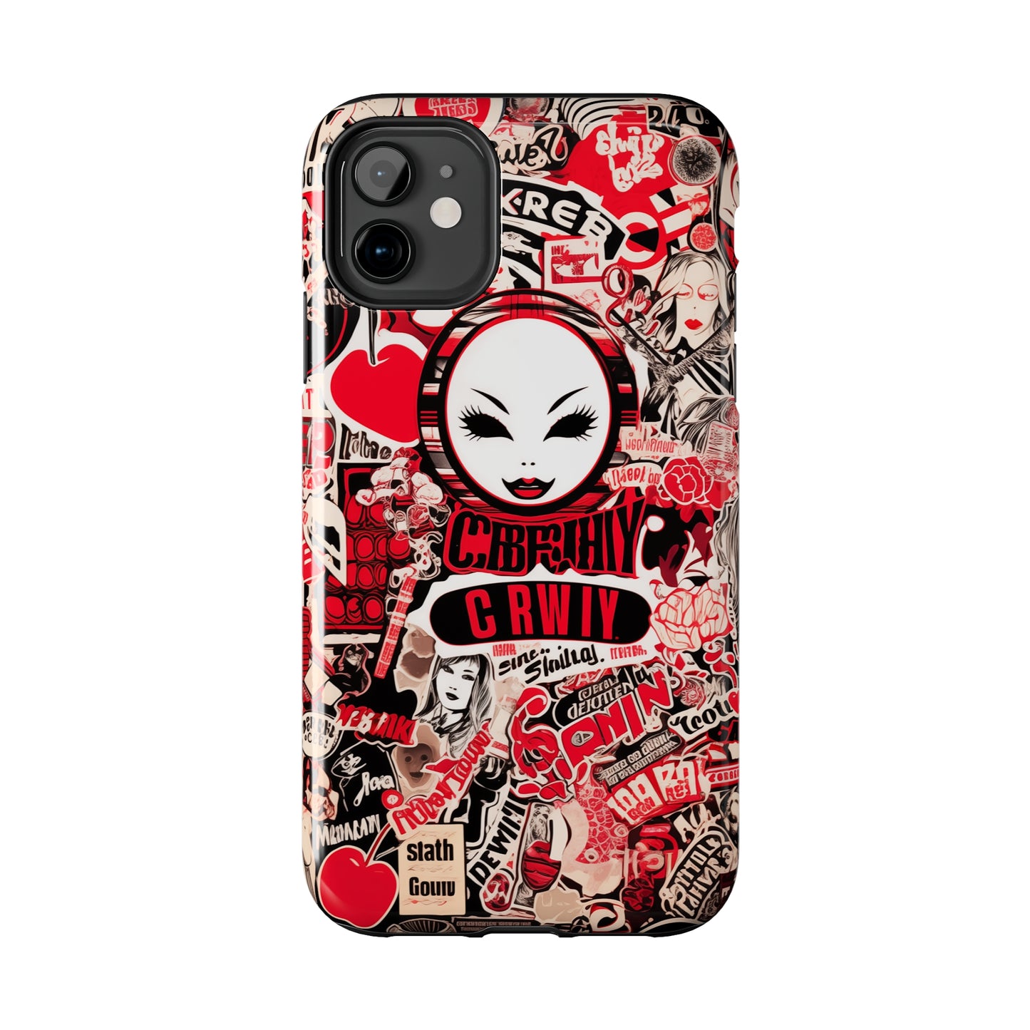 Red collage 09, iPhone 7, 8, X, 11, 12, 13, 14, 15+ case.