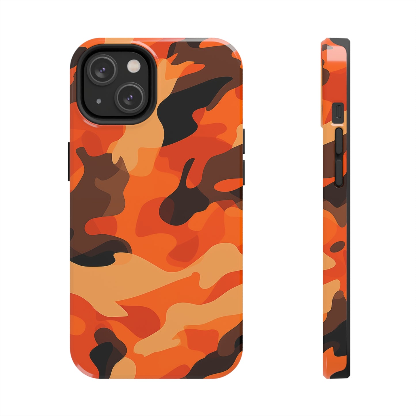 Orange Camouflage, iPhone 7, 8, X, 11, 12, 13, 14, 15+ case.