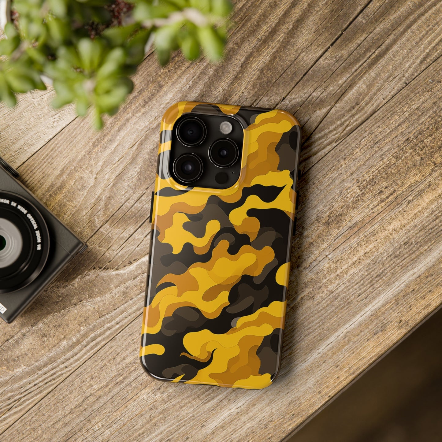 Yellow Camouflage, iPhone 7, 8, X, 11, 12, 13, 14, 15+ case.