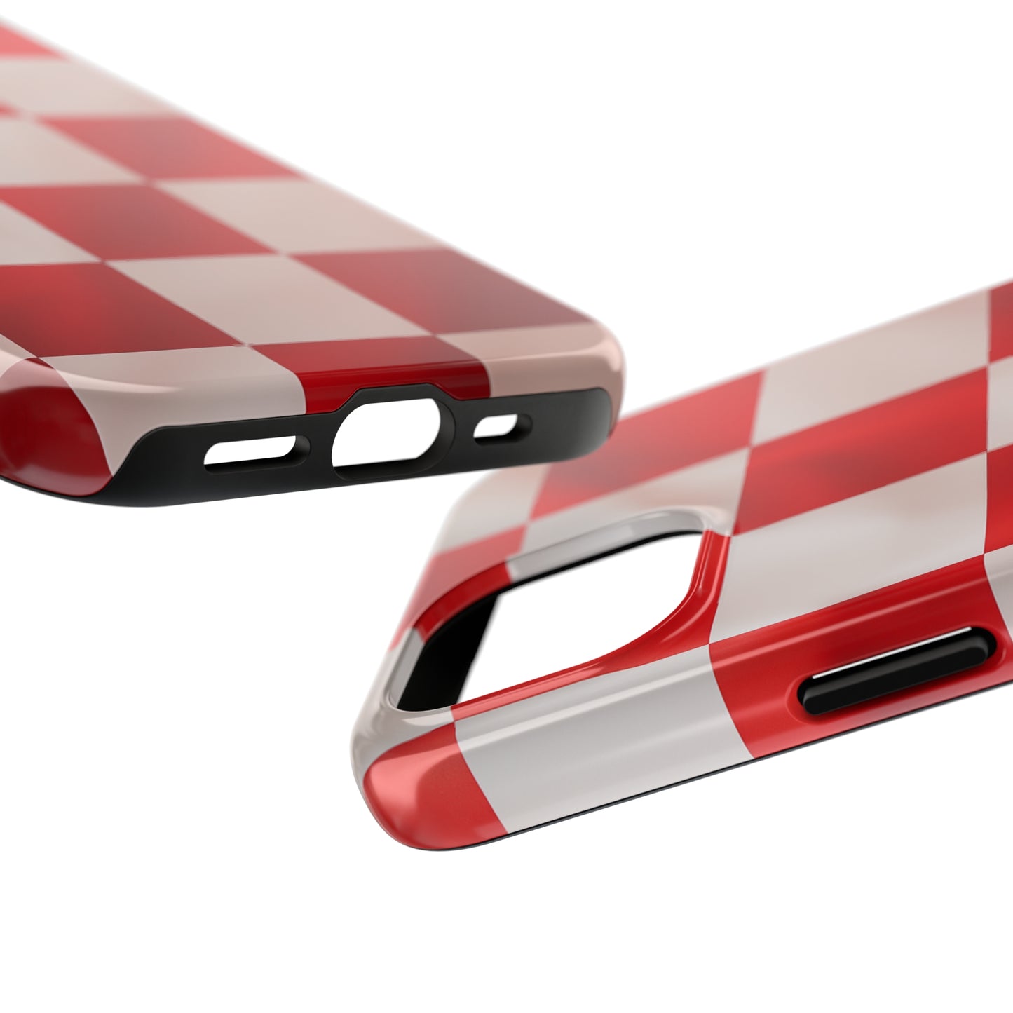 Checkered red, iPhone 7, 8, X, 11, 12, 13, 14, 15+ case.