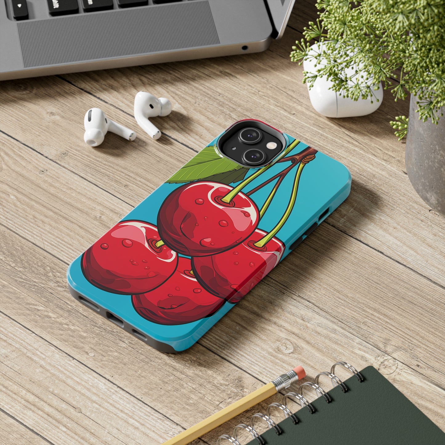 Cherries #09, iPhone 7, 8, X, 11, 12, 13, 14, 15+ case.