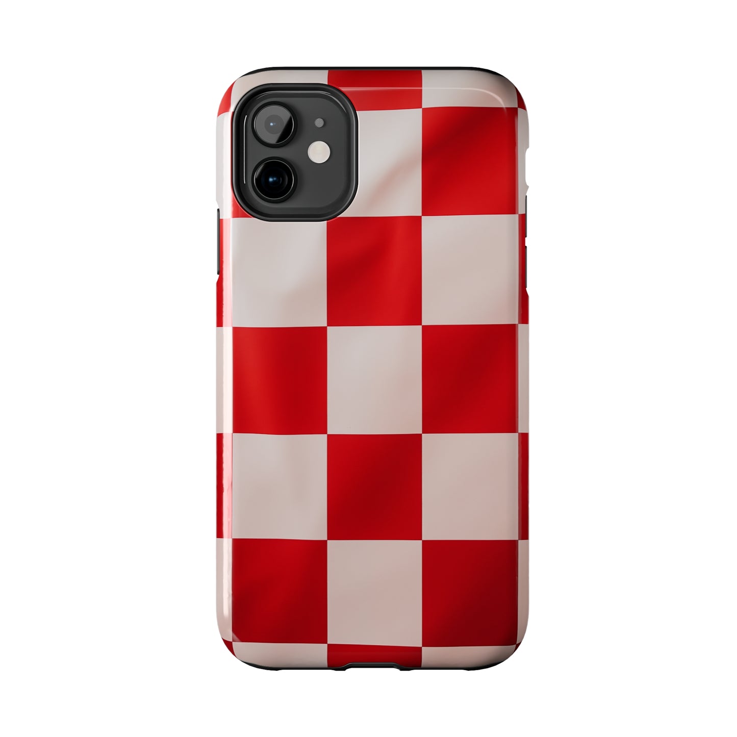 Checkered red, iPhone 7, 8, X, 11, 12, 13, 14, 15+ case.