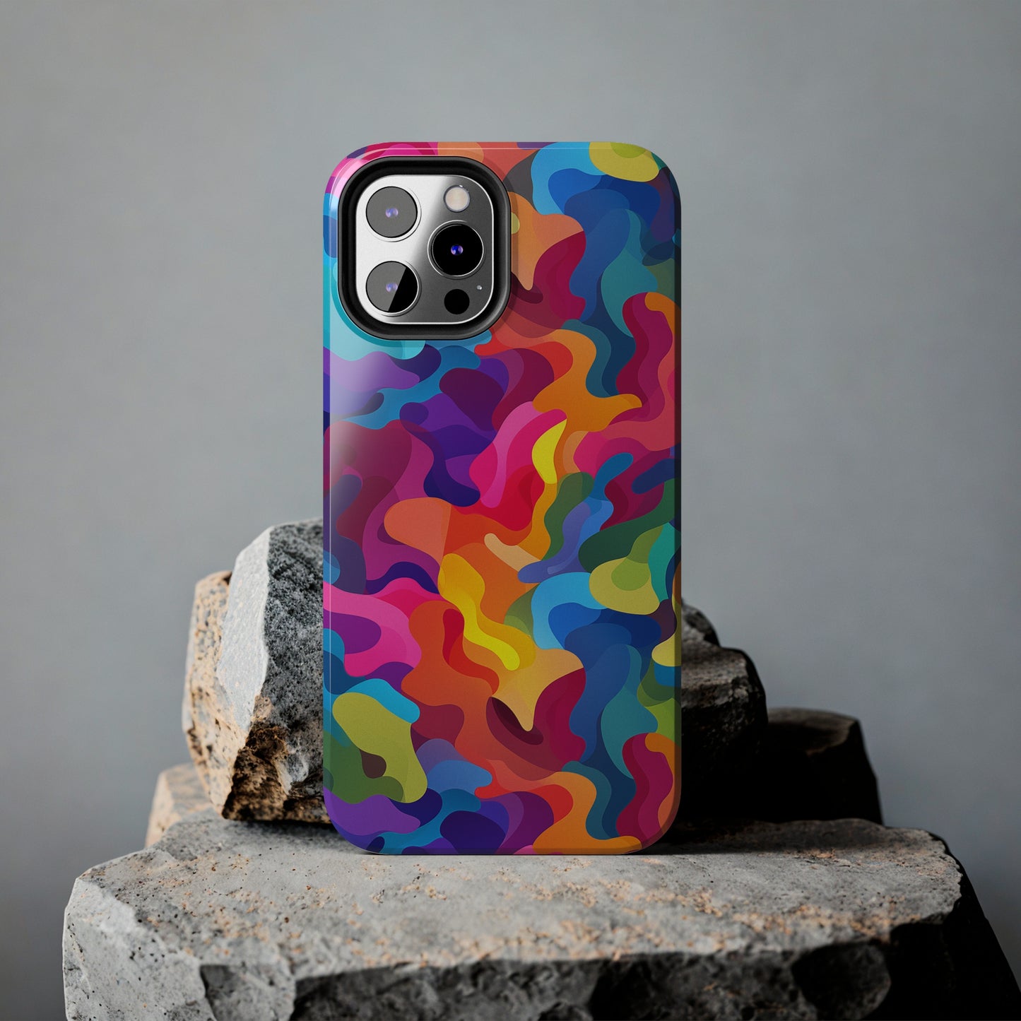 Rainbow Camouflage, iPhone 7, 8, X, 11, 12, 13, 14, 15+ case.