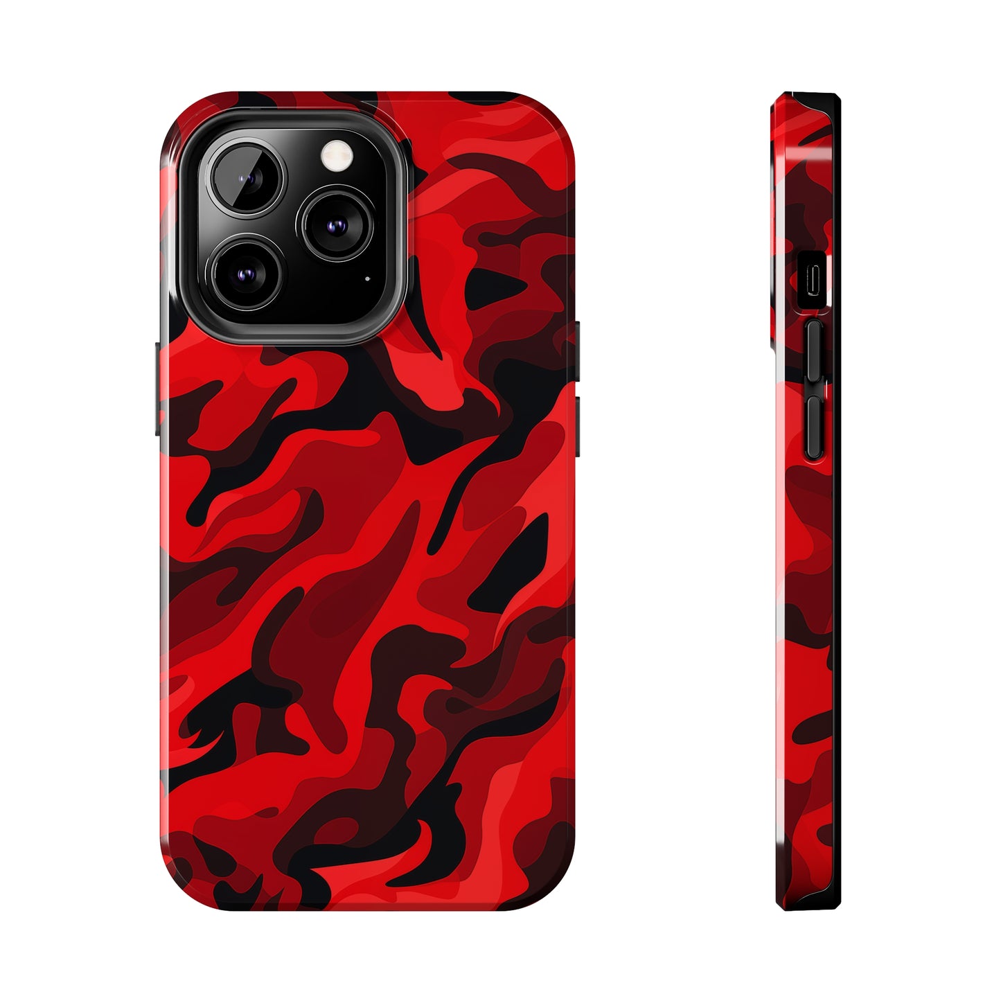 Red Camouflage, iPhone 7, 8, X, 11, 12, 13, 14, 15+ case.