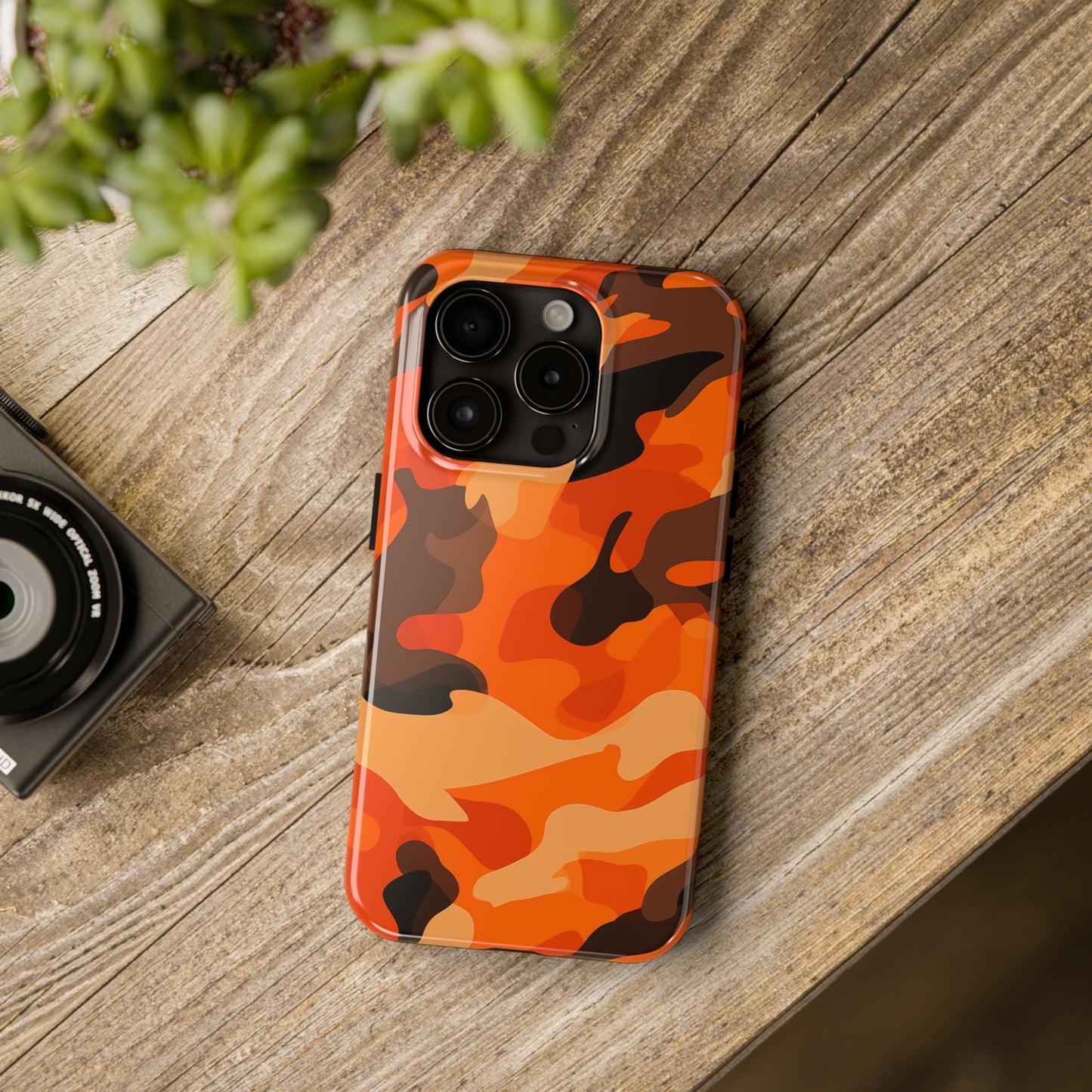 Orange Camouflage, iPhone 7, 8, X, 11, 12, 13, 14, 15+ case.