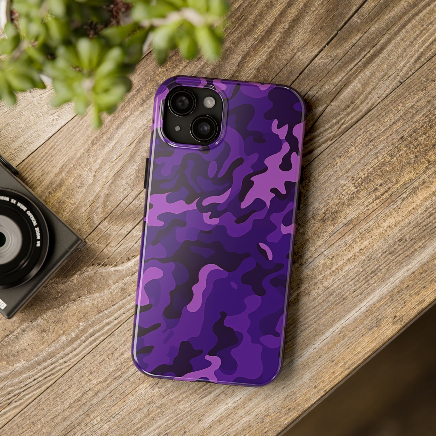 Purple Camouflage, iPhone 7, 8, X, 11, 12, 13, 14, 15+ case.