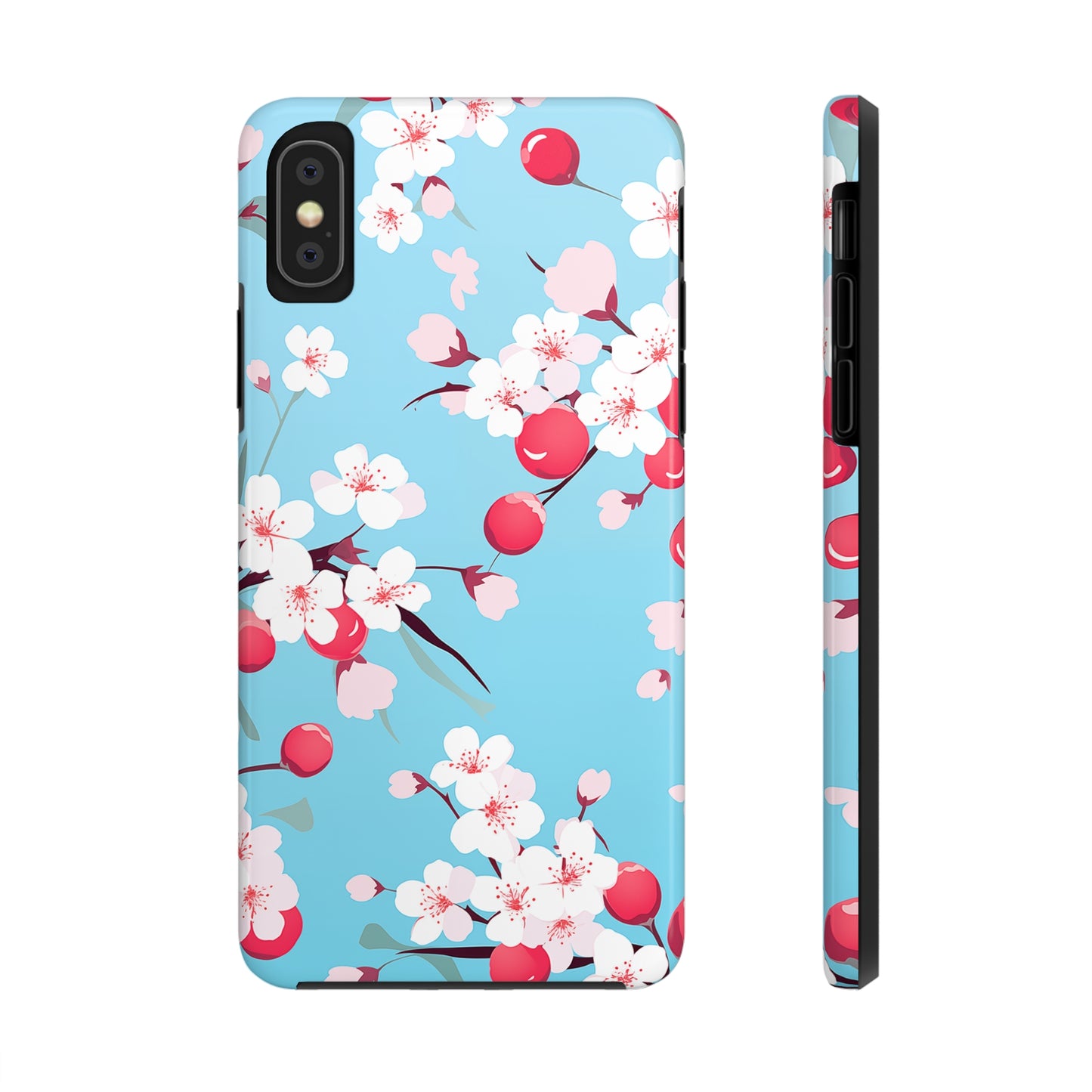 Cherries and Cherry Blossoms, iPhone 7, 8, X, 11, 12, 13, 14, 15+ case.