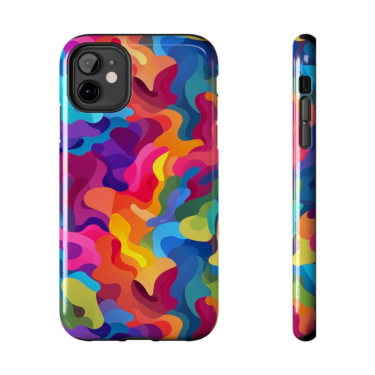 Rainbow Camouflage, iPhone 7, 8, X, 11, 12, 13, 14, 15+ case.