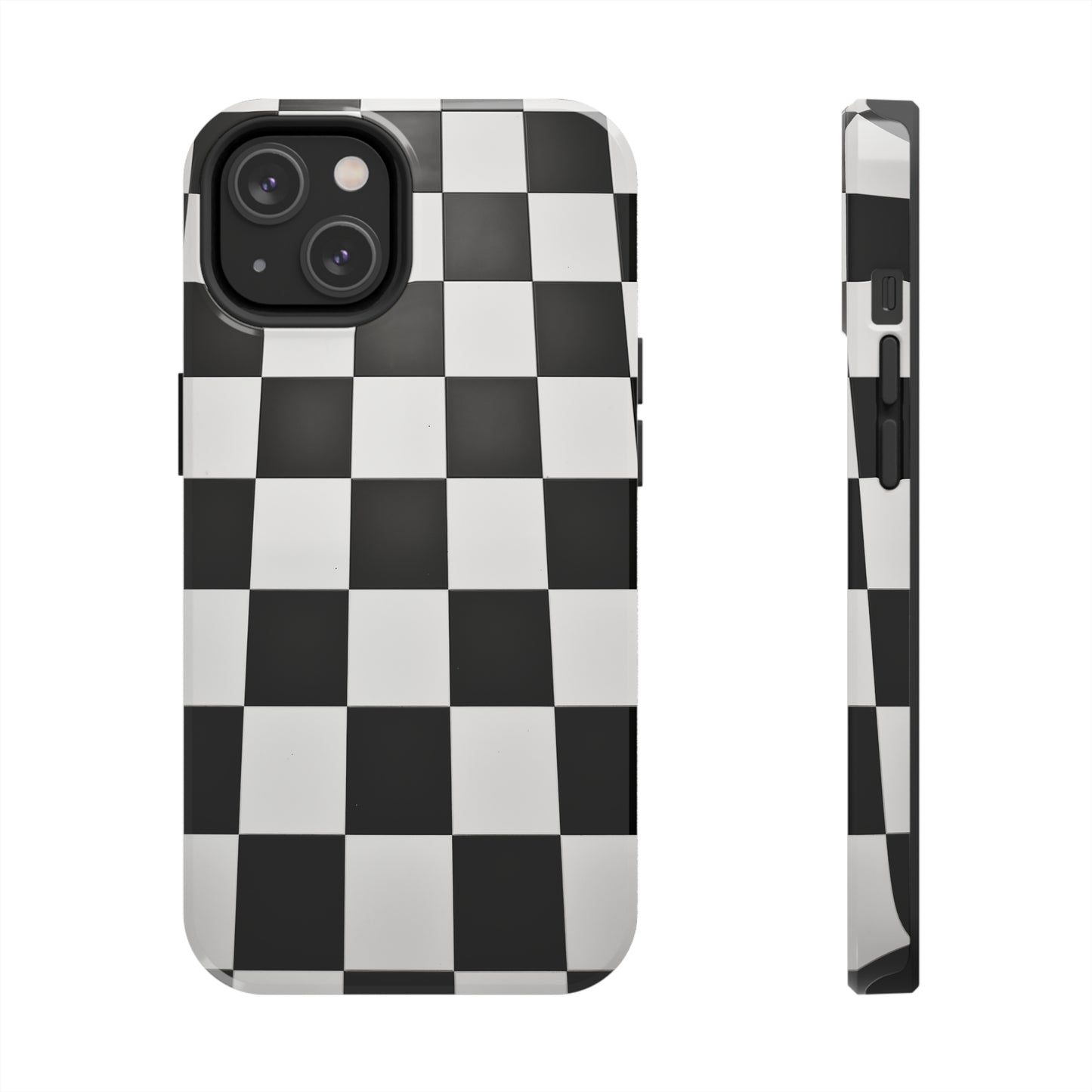 Checkered black and white, iPhone 7, 8, X, 11, 12, 13, 14, 15+ case.