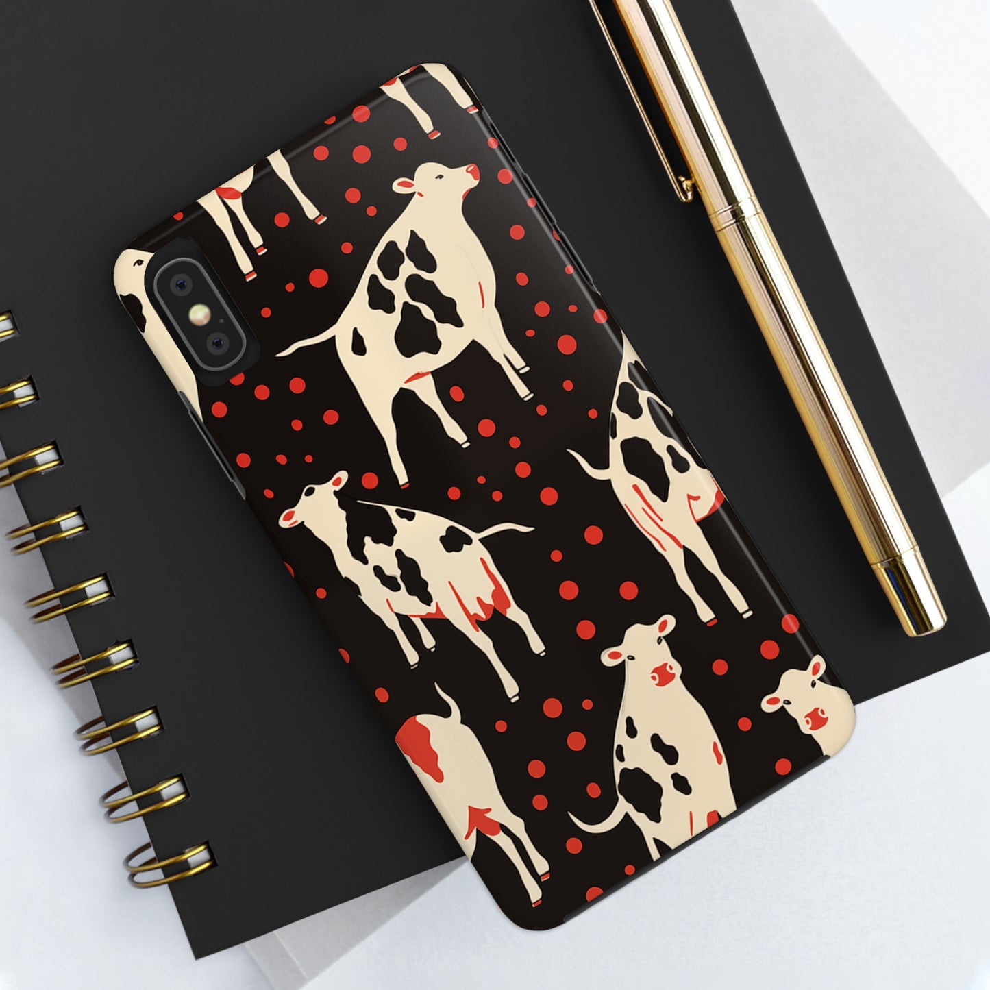 Cow pattern, iPhone 7, 8, X, 11, 12, 13, 14, 15+ case.