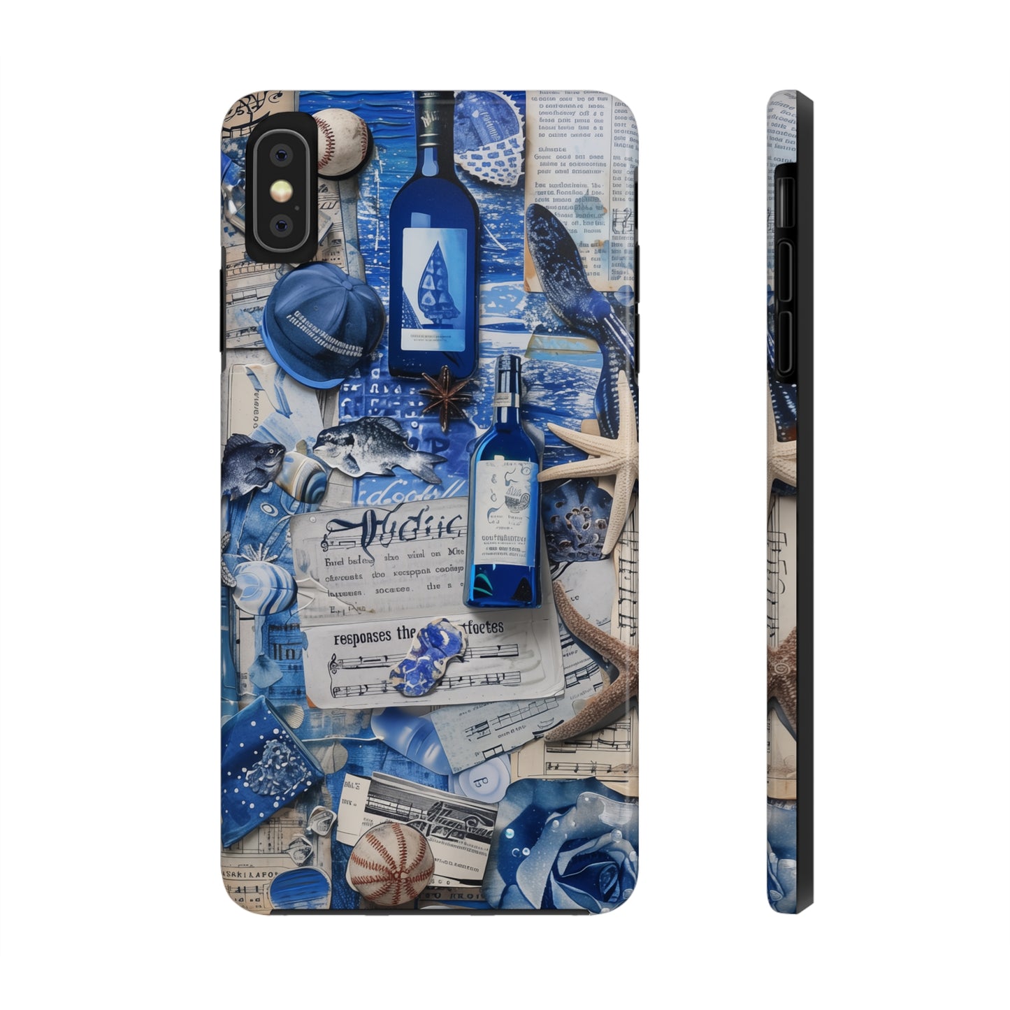 Various blue collage 03, iPhone 7, 8, X, 11, 12, 13, 14, 15+ case.