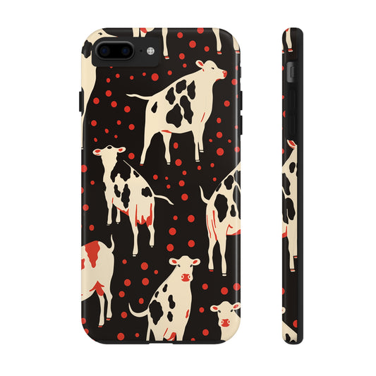 Cow pattern, iPhone 7, 8, X, 11, 12, 13, 14, 15+ case.