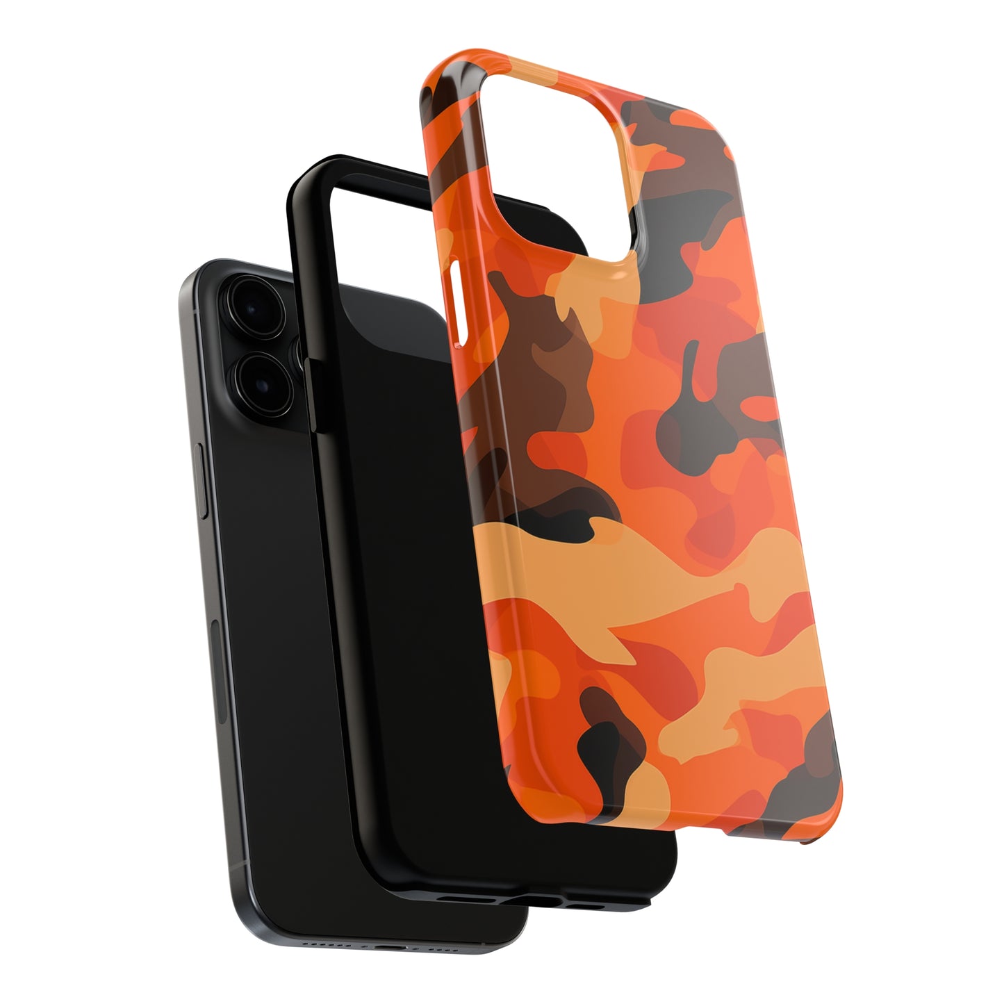 Orange Camouflage, iPhone 7, 8, X, 11, 12, 13, 14, 15+ case.