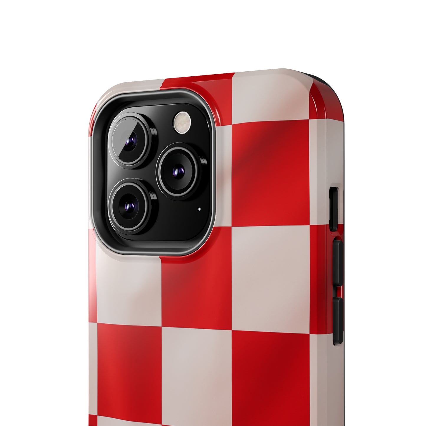 Checkered red, iPhone 7, 8, X, 11, 12, 13, 14, 15+ case.