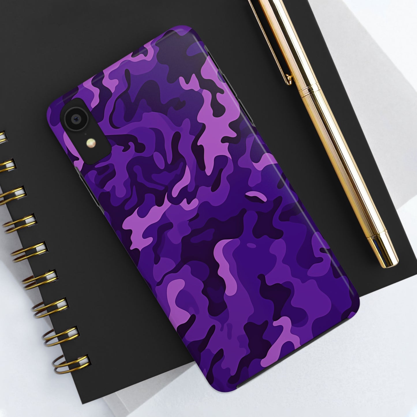 Purple Camouflage, iPhone 7, 8, X, 11, 12, 13, 14, 15+ case.