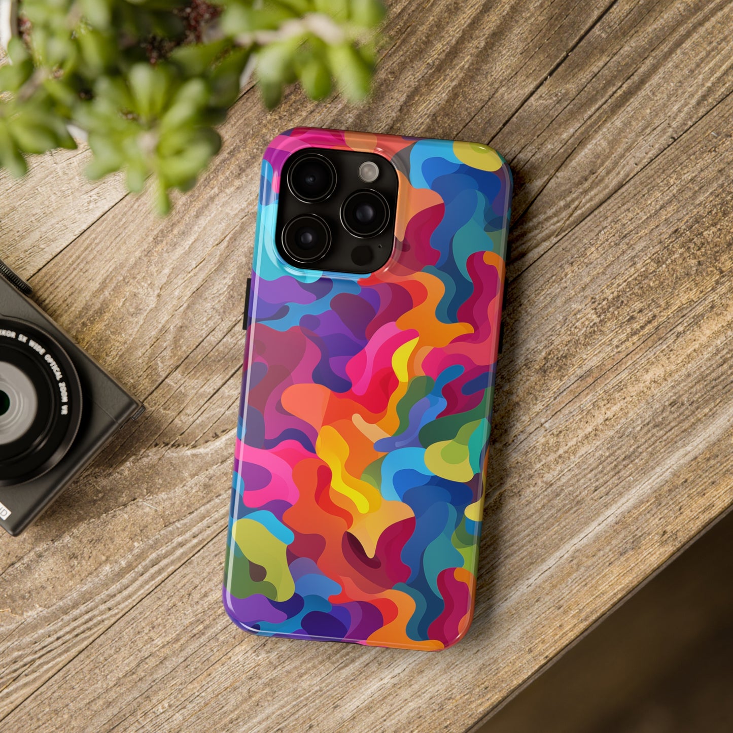 Rainbow Camouflage, iPhone 7, 8, X, 11, 12, 13, 14, 15+ case.