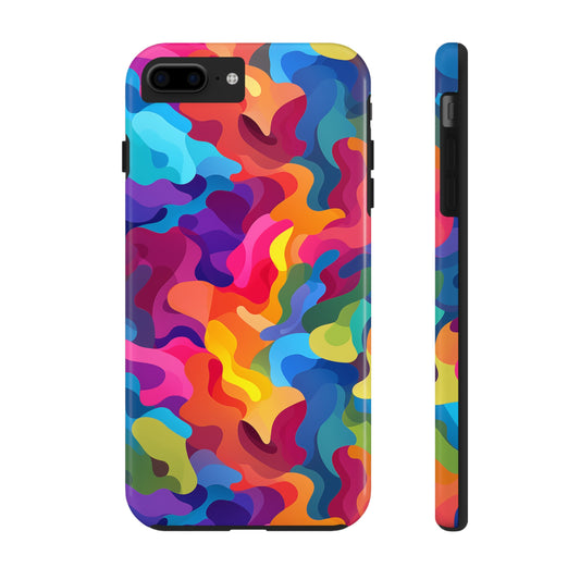 Rainbow Camouflage, iPhone 7, 8, X, 11, 12, 13, 14, 15+ case.