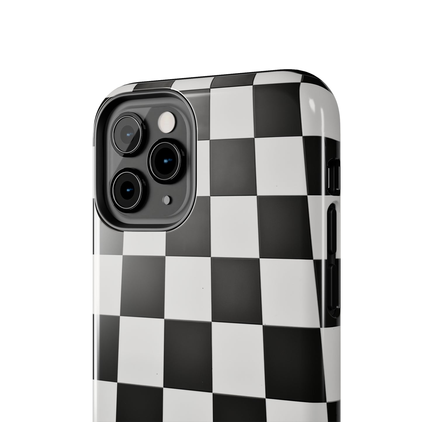 Checkered black and white, iPhone 7, 8, X, 11, 12, 13, 14, 15+ case.