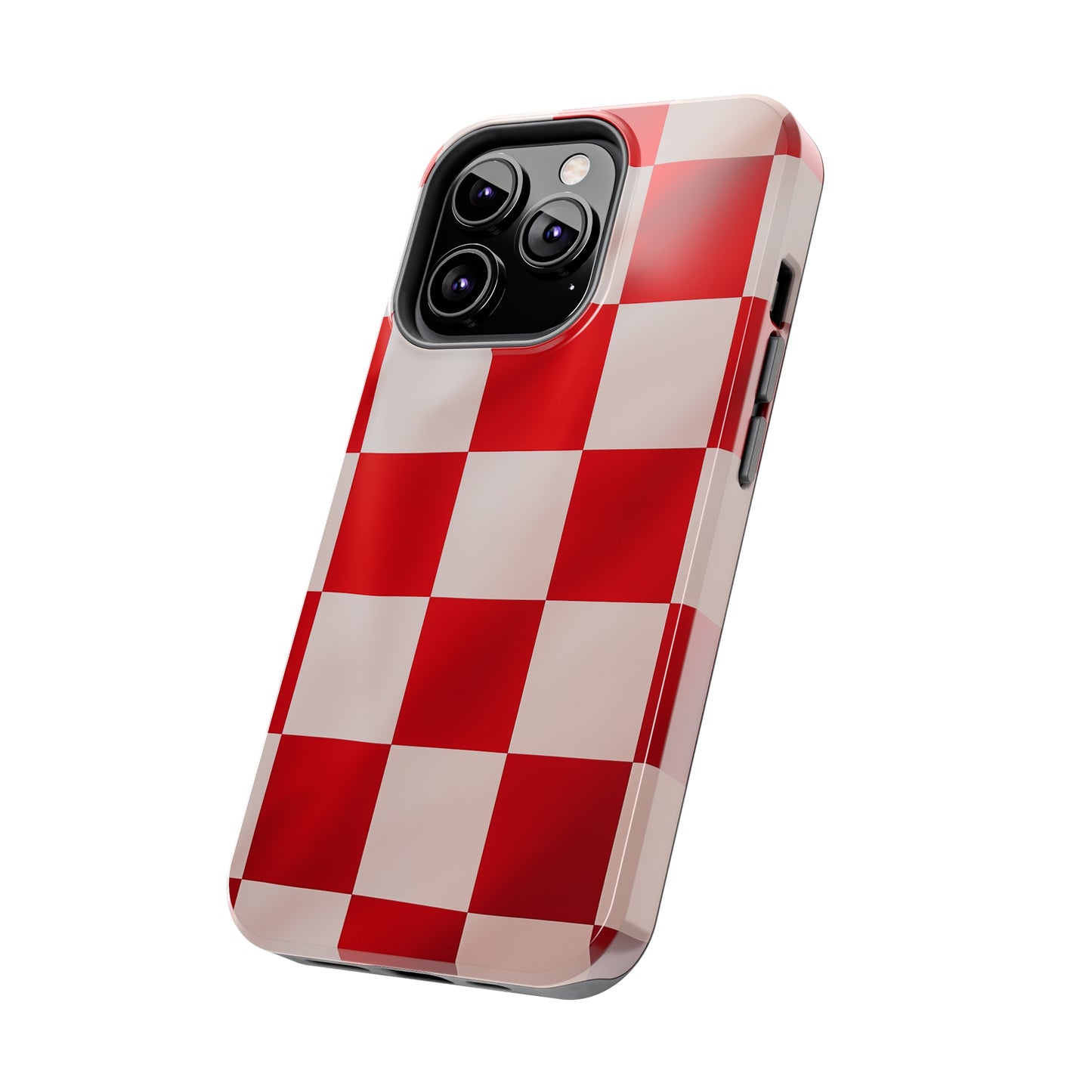 Checkered red, iPhone 7, 8, X, 11, 12, 13, 14, 15+ case.