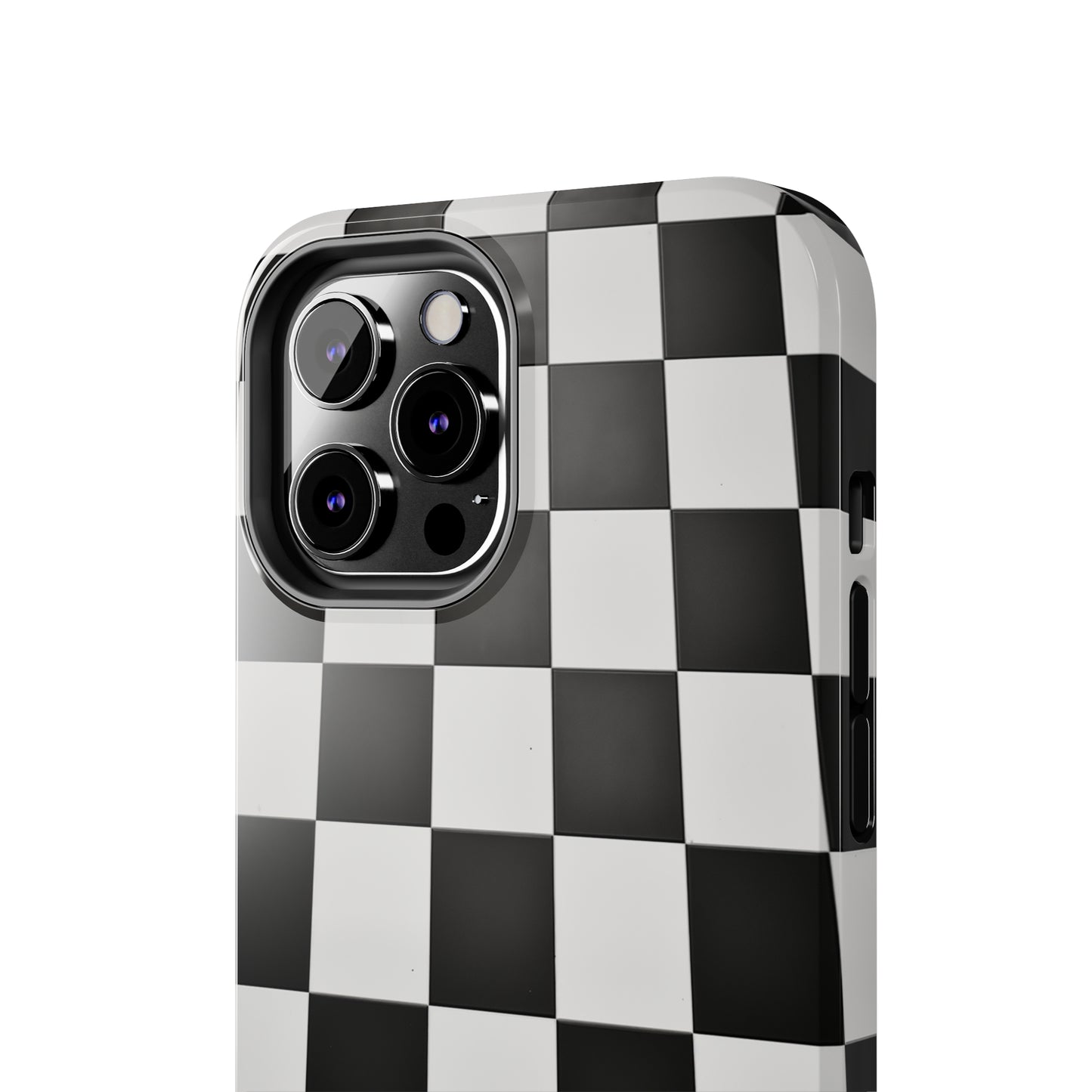 Checkered black and white, iPhone 7, 8, X, 11, 12, 13, 14, 15+ case.