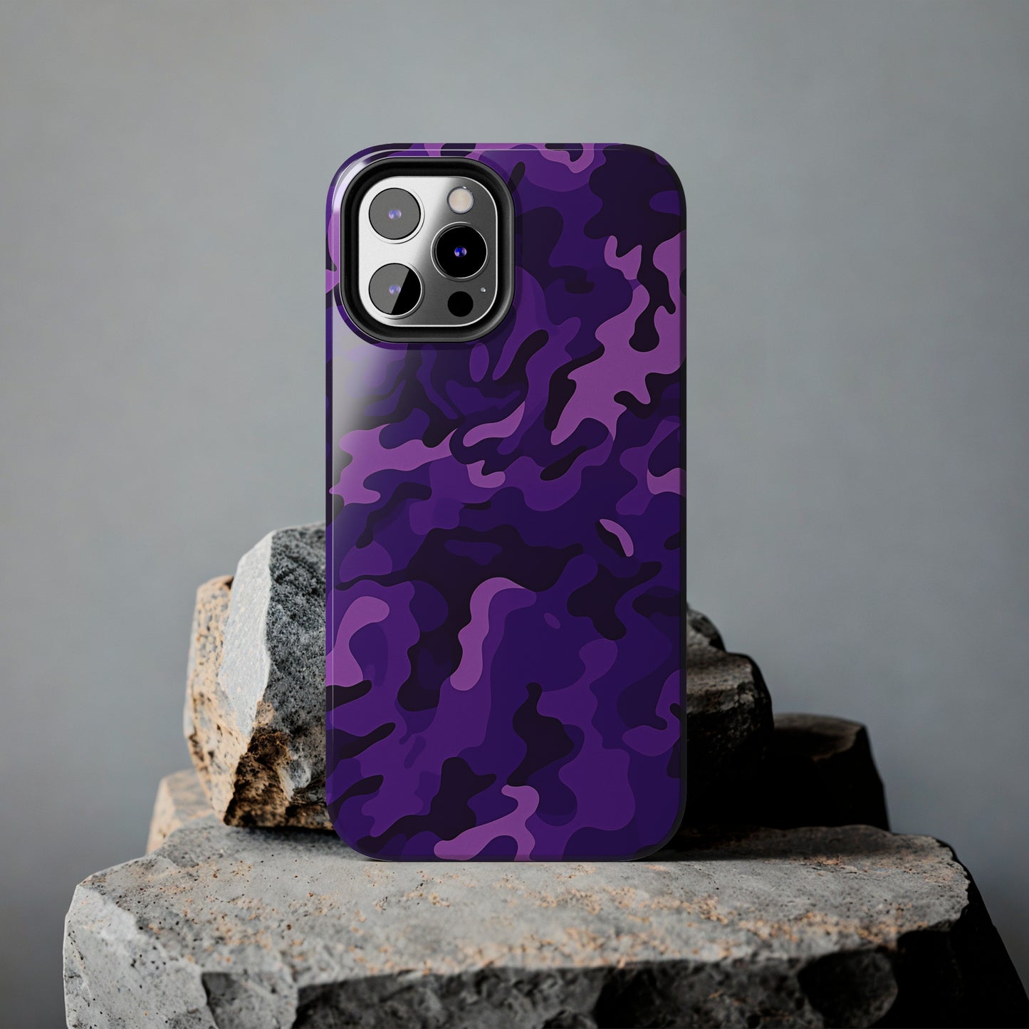 Purple Camouflage, iPhone 7, 8, X, 11, 12, 13, 14, 15+ case.