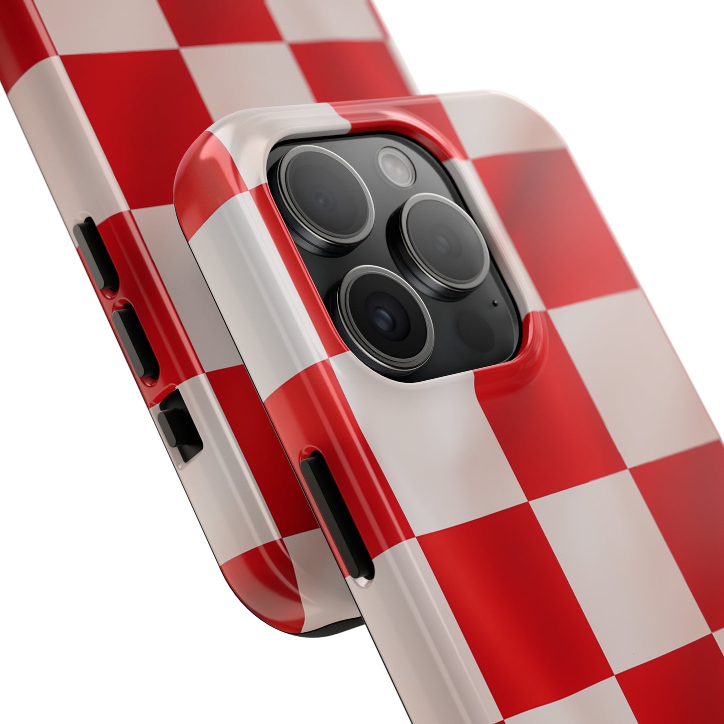 Checkered red, iPhone 7, 8, X, 11, 12, 13, 14, 15+ case.