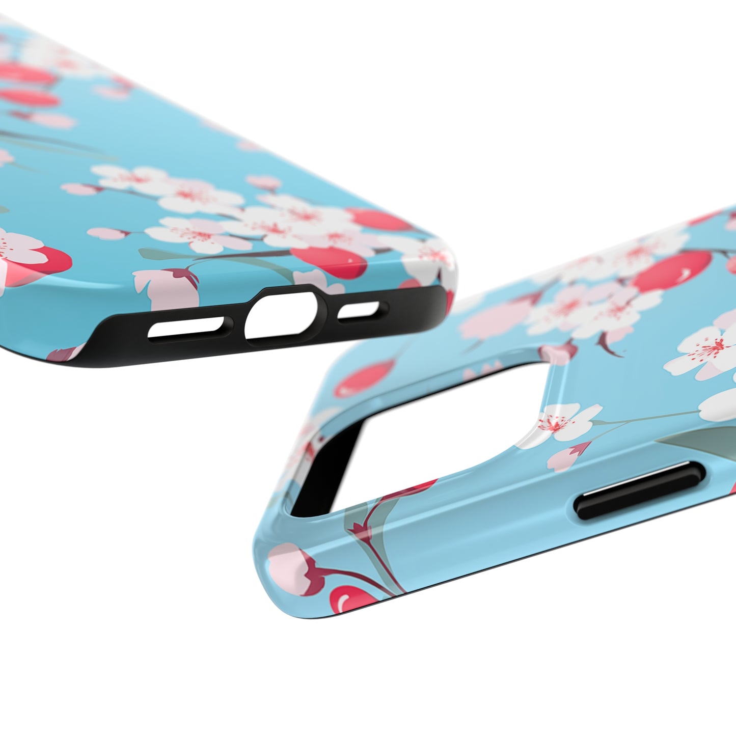 Cherries and Cherry Blossoms, iPhone 7, 8, X, 11, 12, 13, 14, 15+ case.