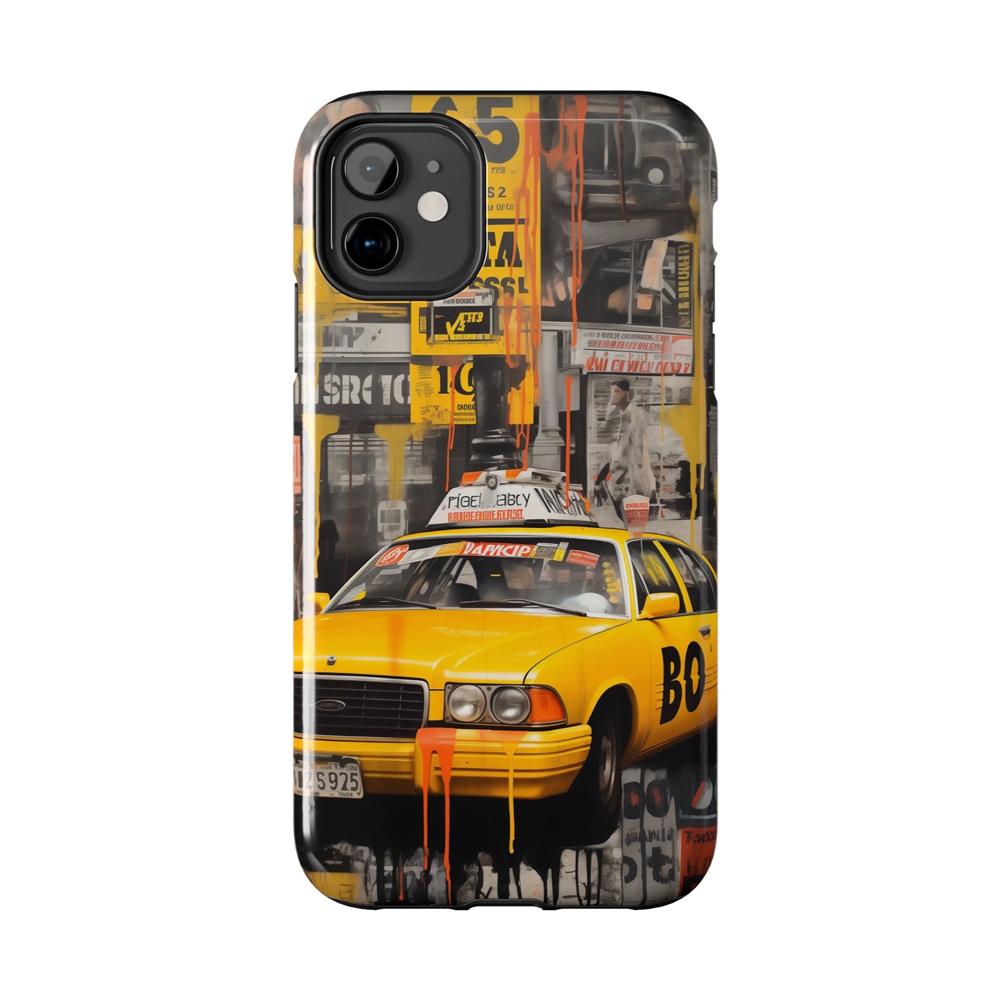 New York City, taxi cab, iPhone 7, 8, X, 11, 12, 13, 14, 15+ case.