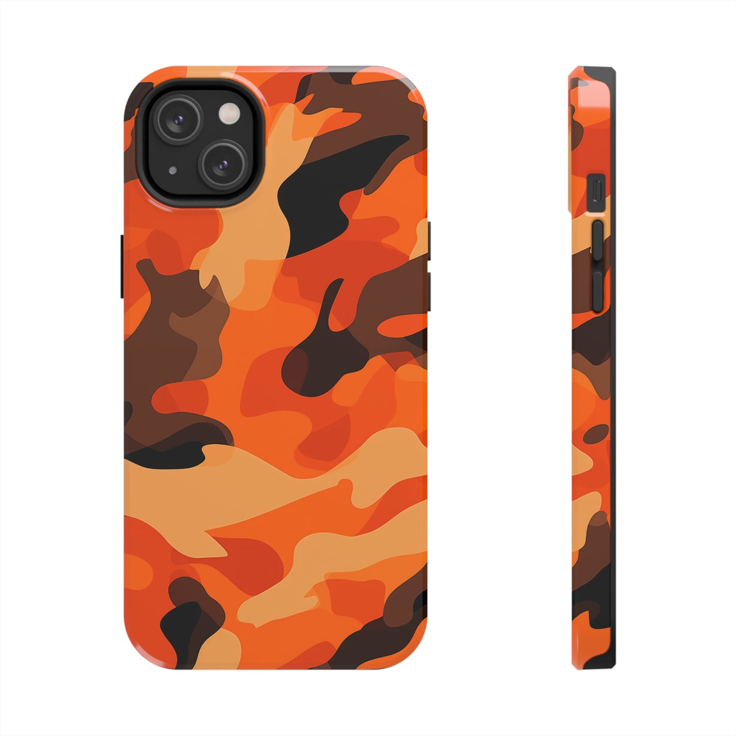 Orange Camouflage, iPhone 7, 8, X, 11, 12, 13, 14, 15+ case.