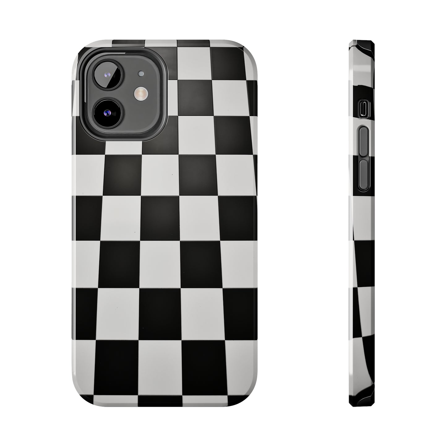 Checkered black and white, iPhone 7, 8, X, 11, 12, 13, 14, 15+ case.