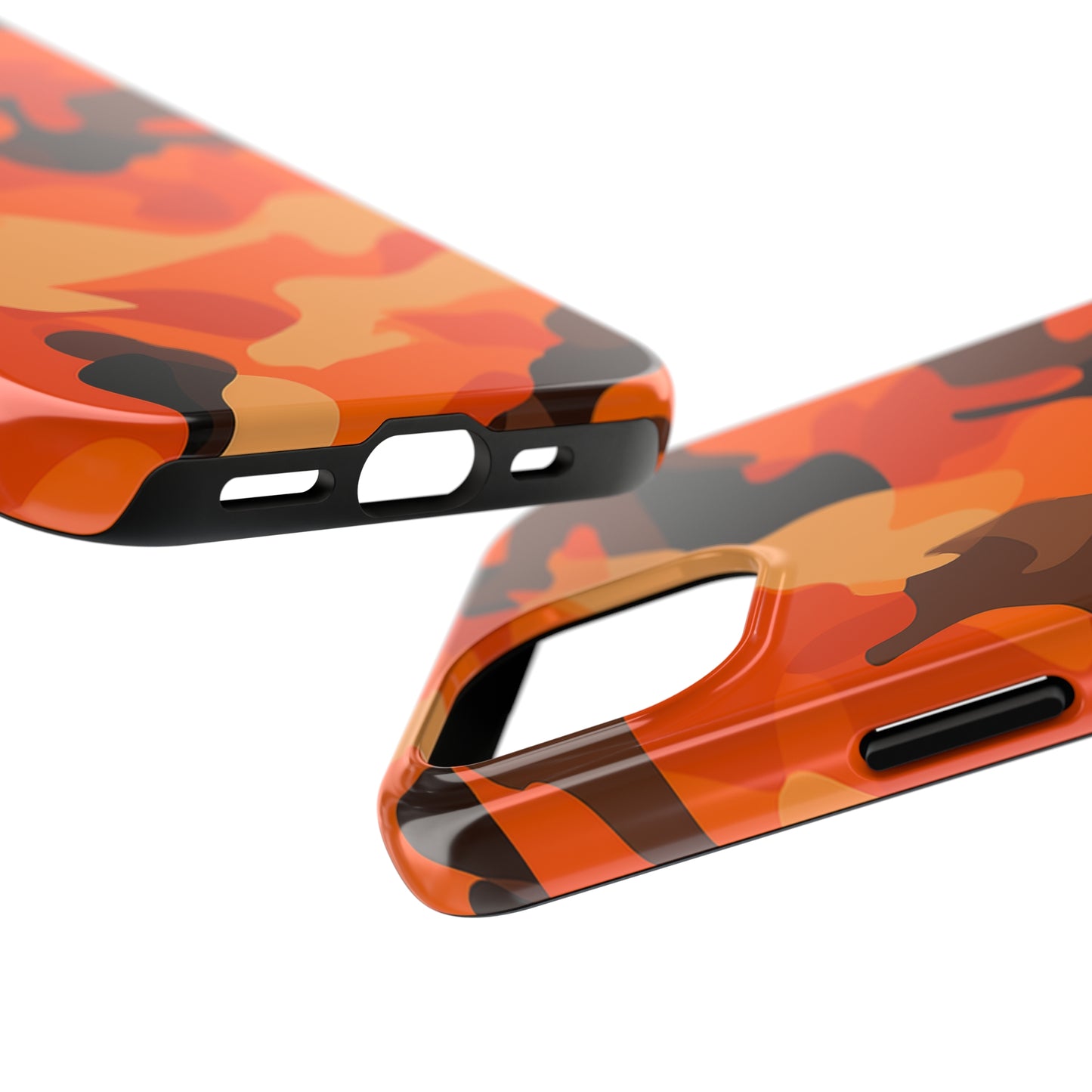 Orange Camouflage, iPhone 7, 8, X, 11, 12, 13, 14, 15+ case.