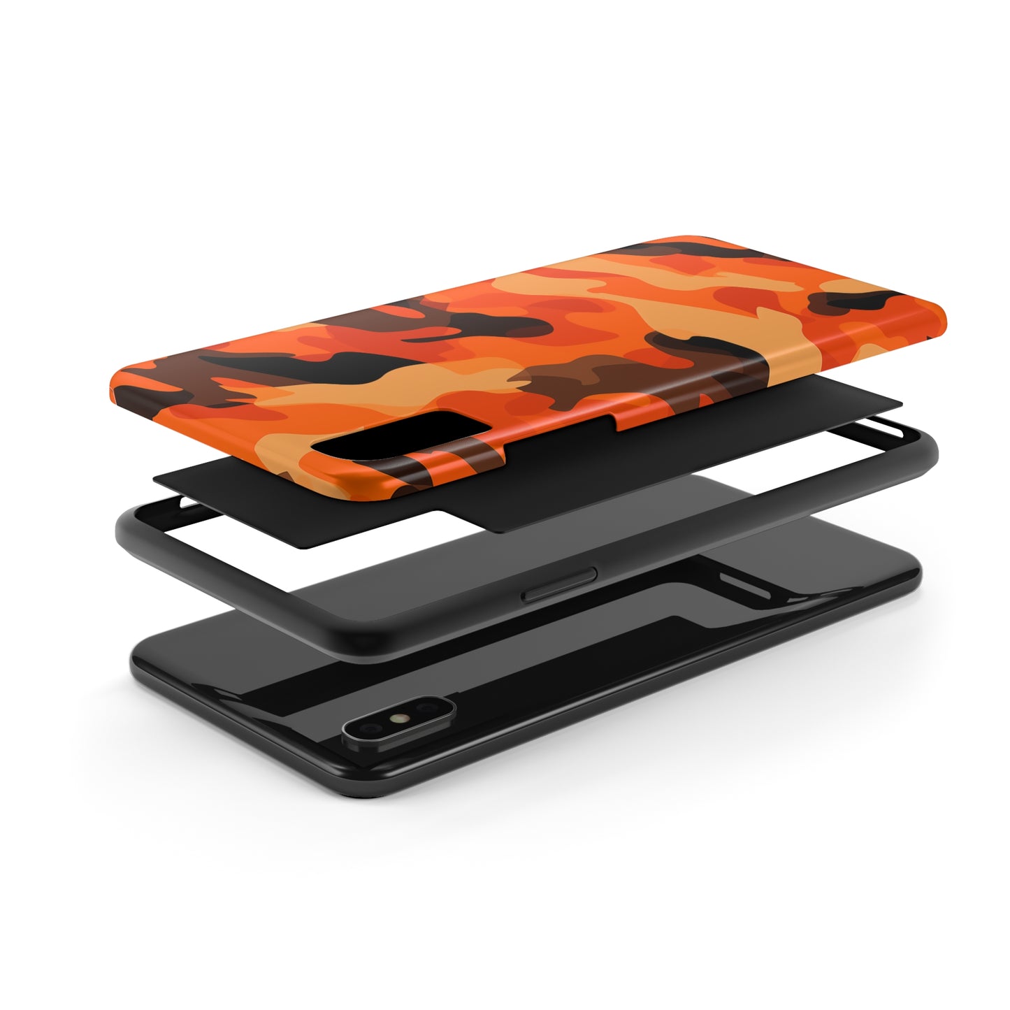 Orange Camouflage, iPhone 7, 8, X, 11, 12, 13, 14, 15+ case.