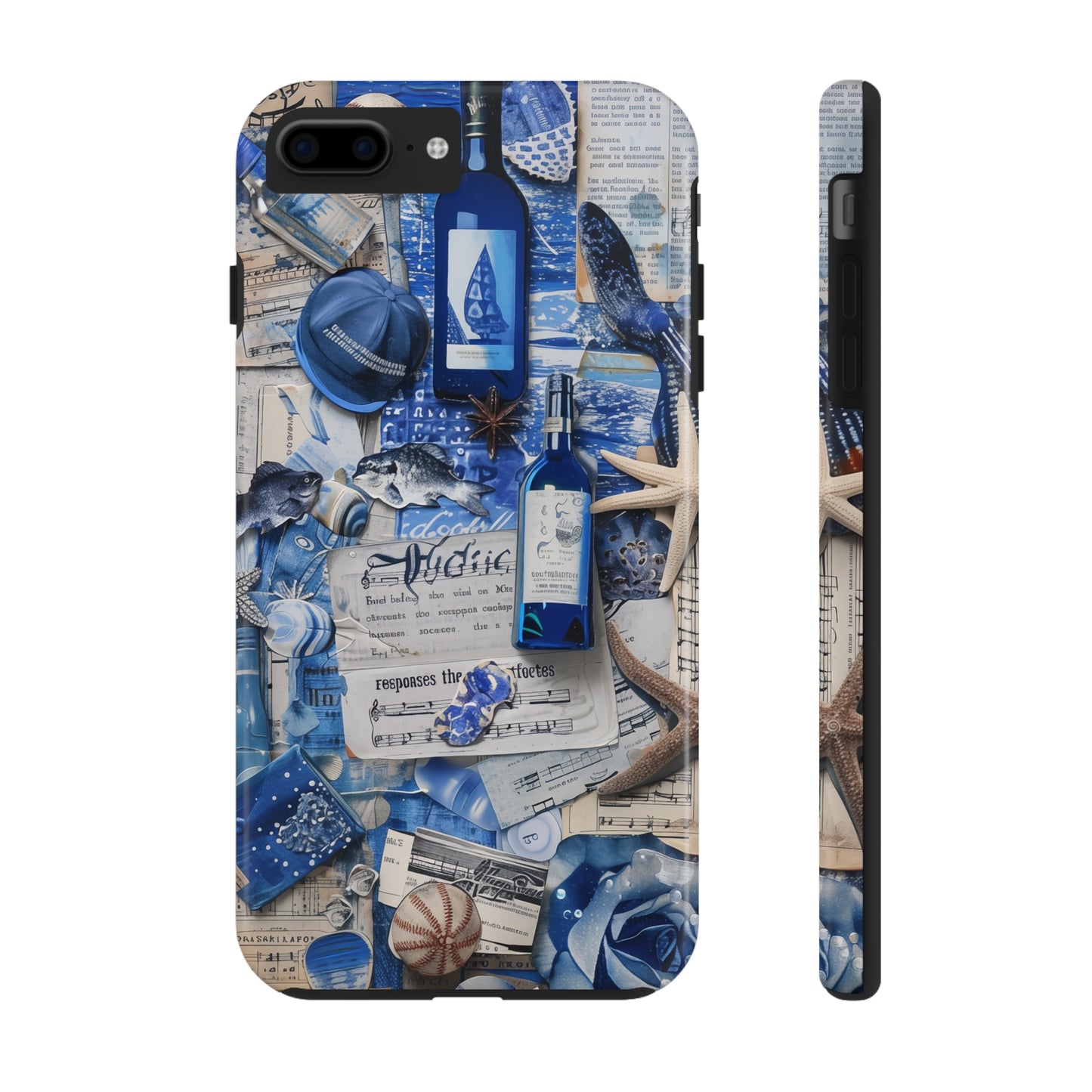 Various blue collage 03, iPhone 7, 8, X, 11, 12, 13, 14, 15+ case.