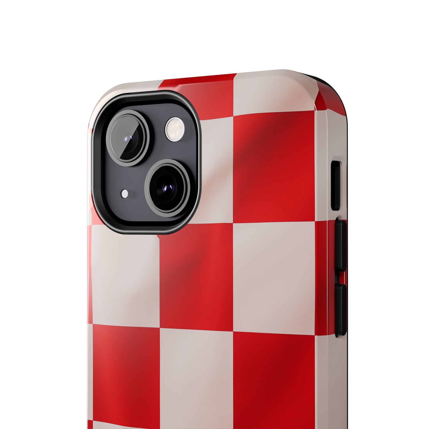 Checkered red, iPhone 7, 8, X, 11, 12, 13, 14, 15+ case.