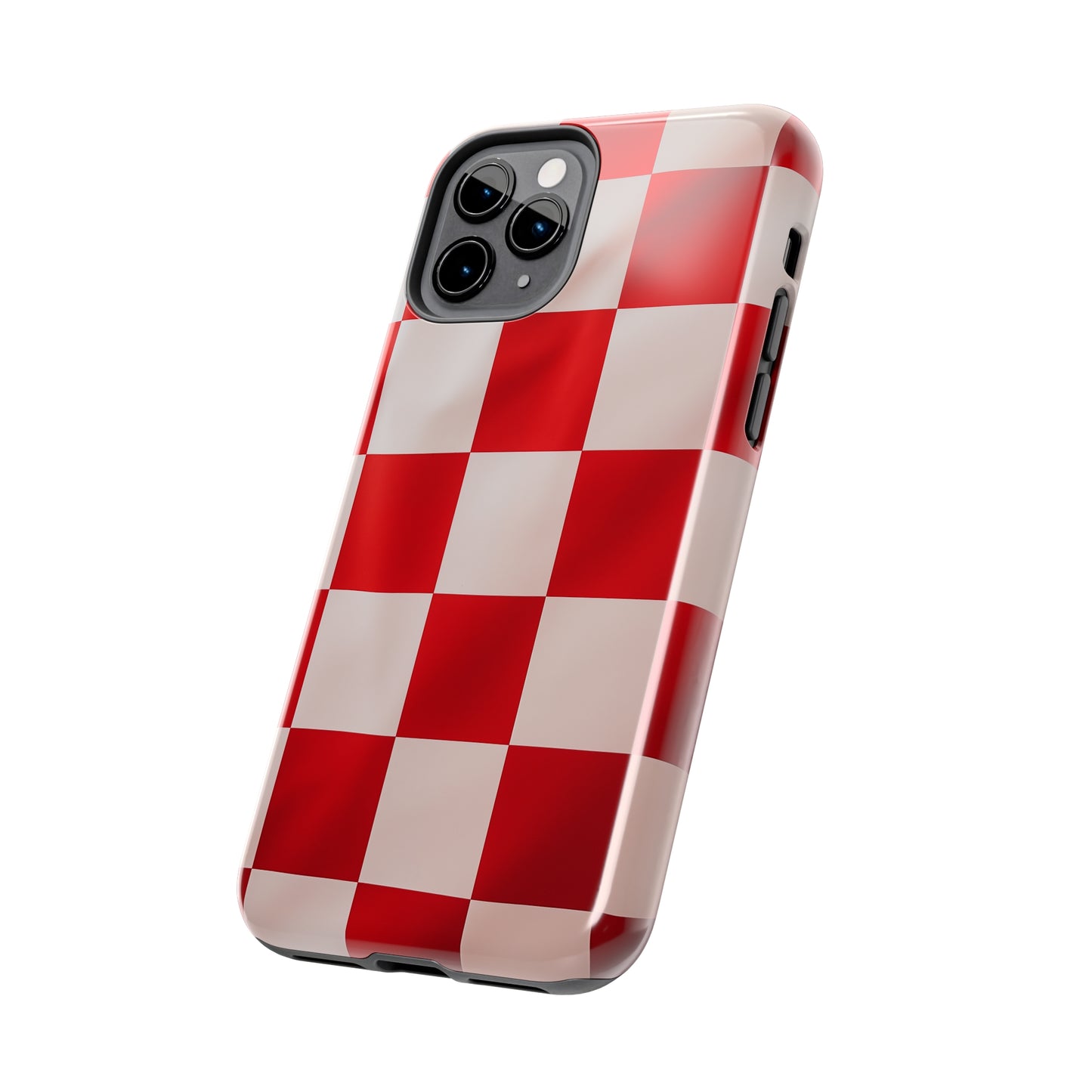 Checkered red, iPhone 7, 8, X, 11, 12, 13, 14, 15+ case.