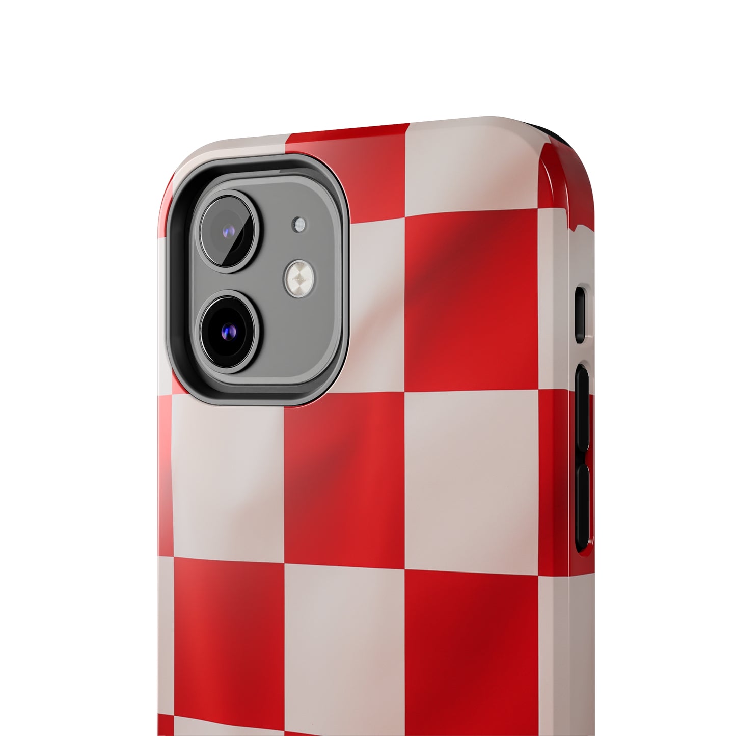 Checkered red, iPhone 7, 8, X, 11, 12, 13, 14, 15+ case.