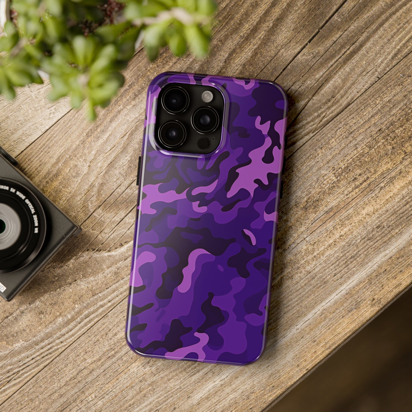 Purple Camouflage, iPhone 7, 8, X, 11, 12, 13, 14, 15+ case.