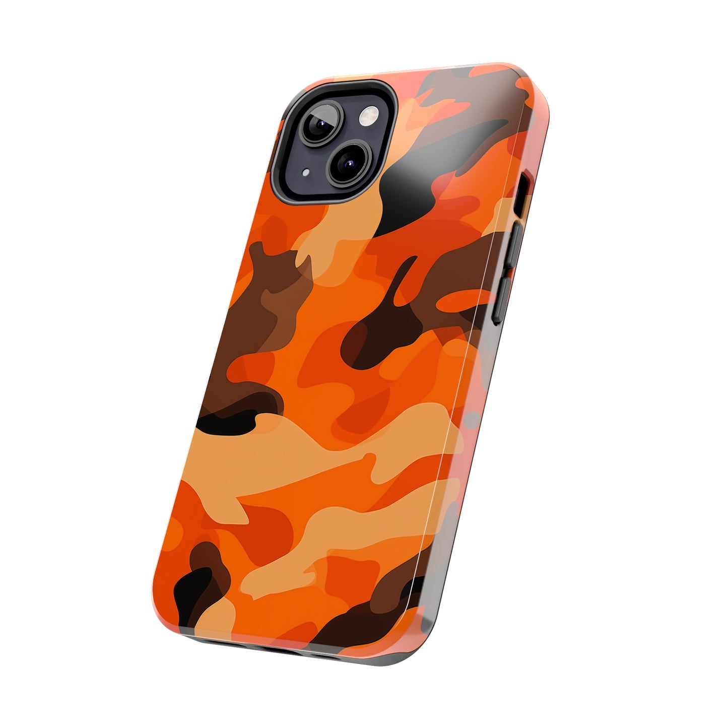 Orange Camouflage, iPhone 7, 8, X, 11, 12, 13, 14, 15+ case.