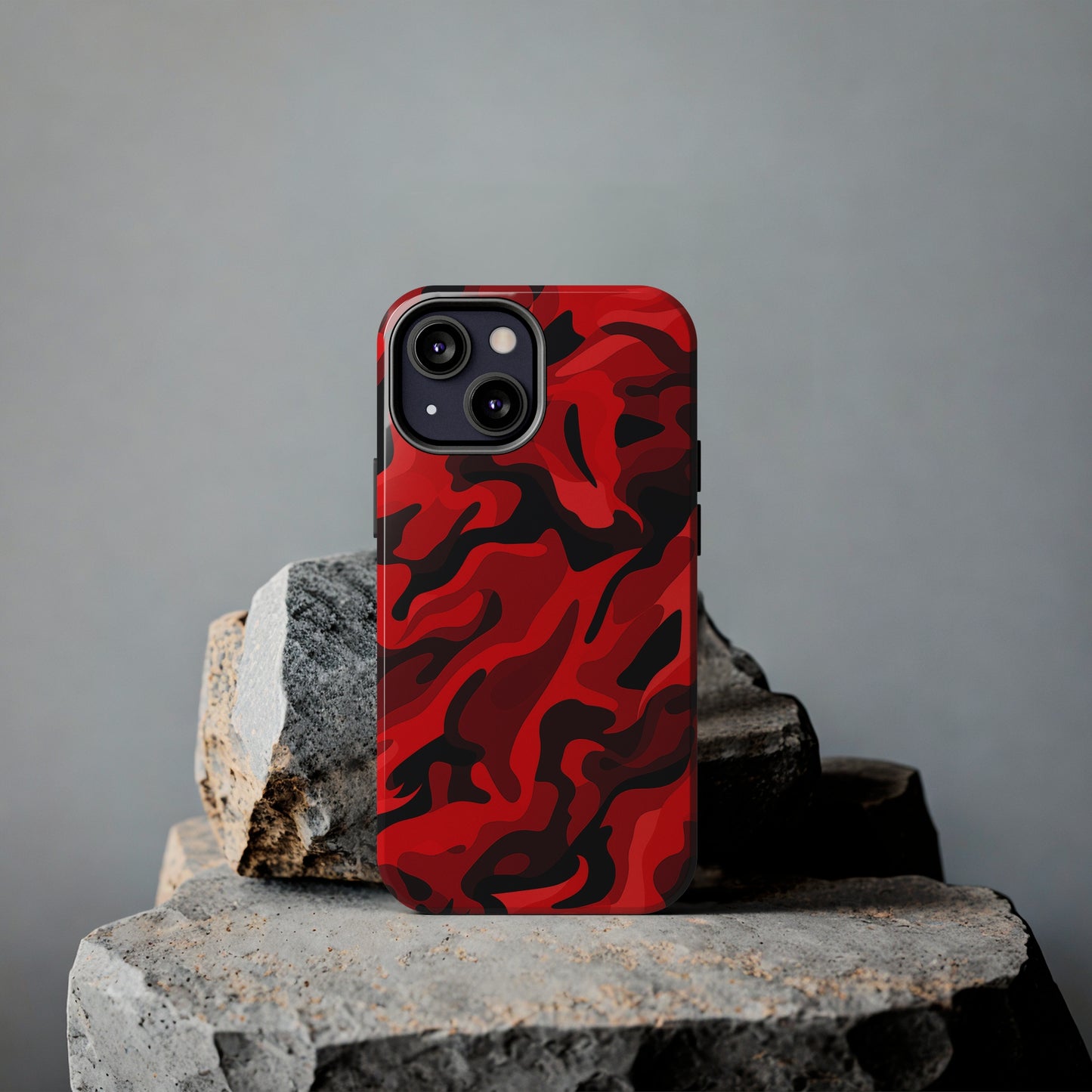 Red Camouflage, iPhone 7, 8, X, 11, 12, 13, 14, 15+ case.