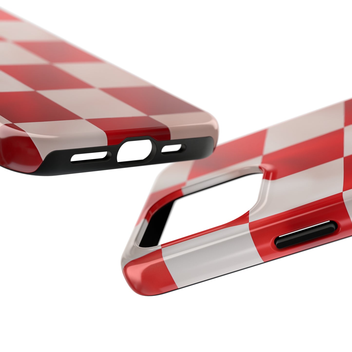 Checkered red, iPhone 7, 8, X, 11, 12, 13, 14, 15+ case.