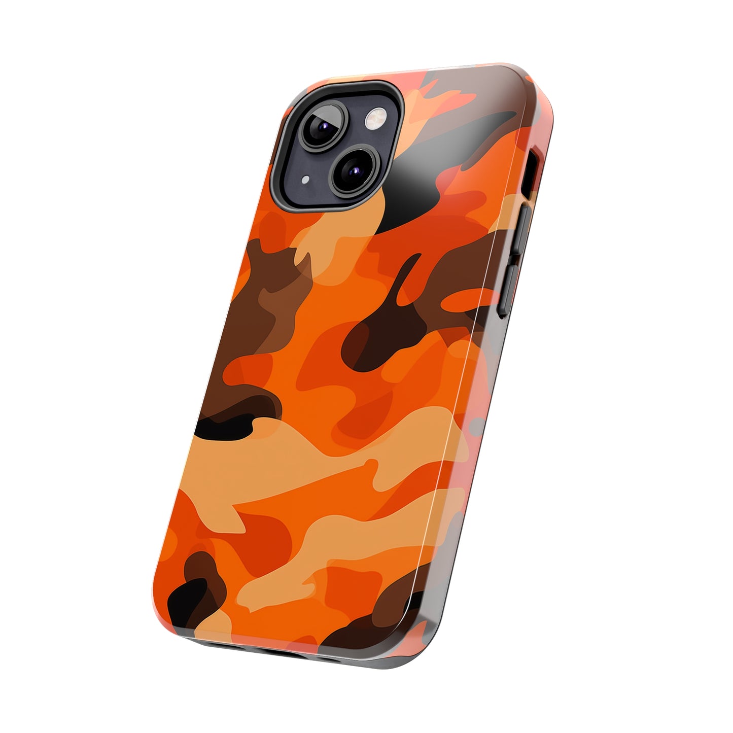 Orange Camouflage, iPhone 7, 8, X, 11, 12, 13, 14, 15+ case.